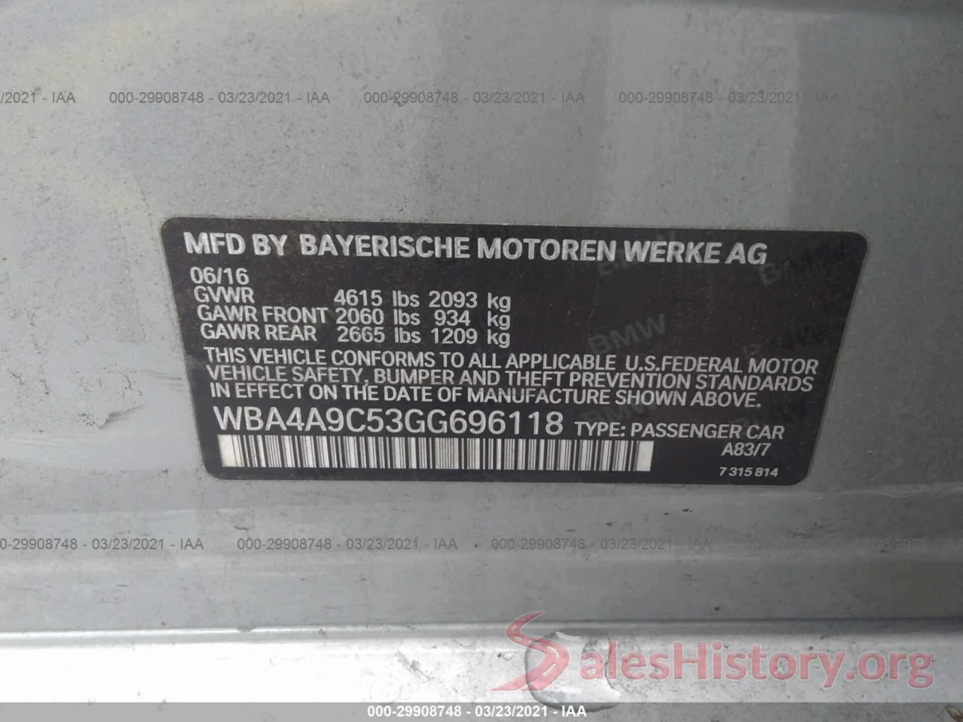 WBA4A9C53GG696118 2016 BMW 4 SERIES