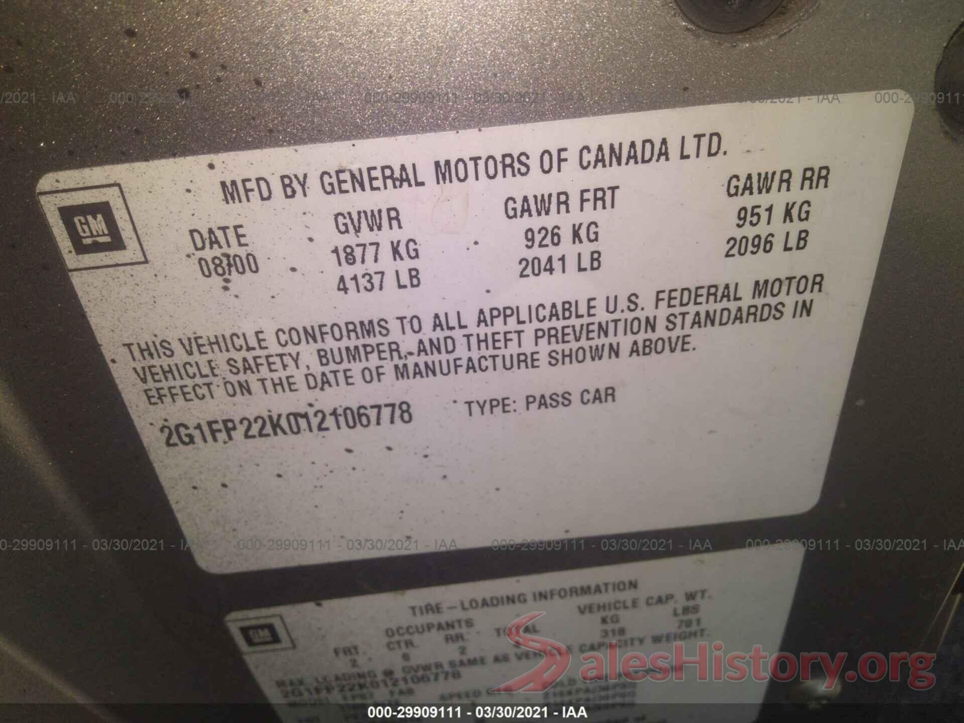 KNDJP3A57G7259792 2001 CHEVROLET CAMARO