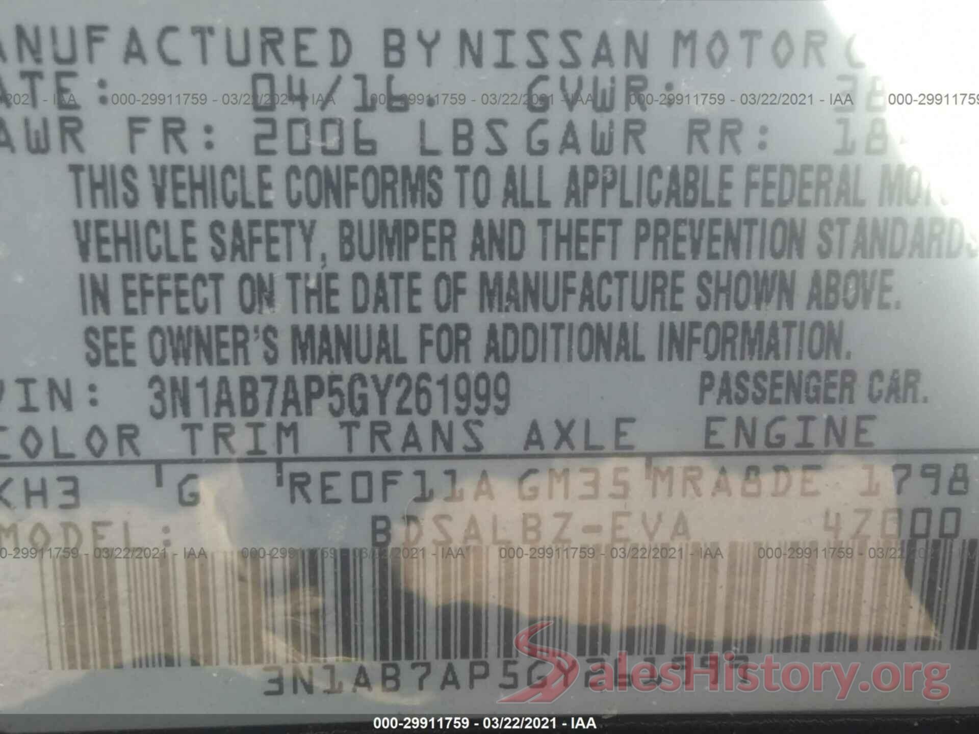 3N1AB7AP5GY261999 2016 NISSAN SENTRA