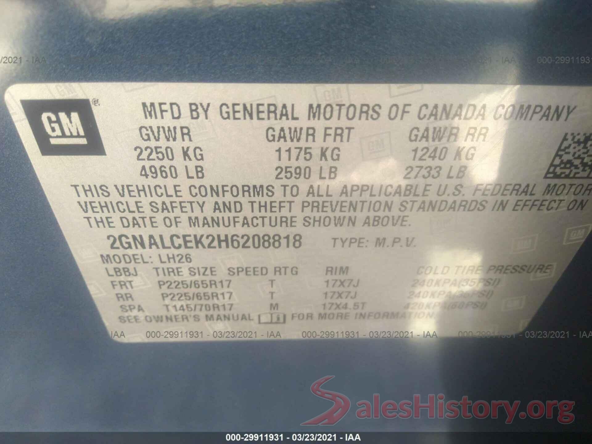 2GNALCEK2H6208818 2017 CHEVROLET EQUINOX