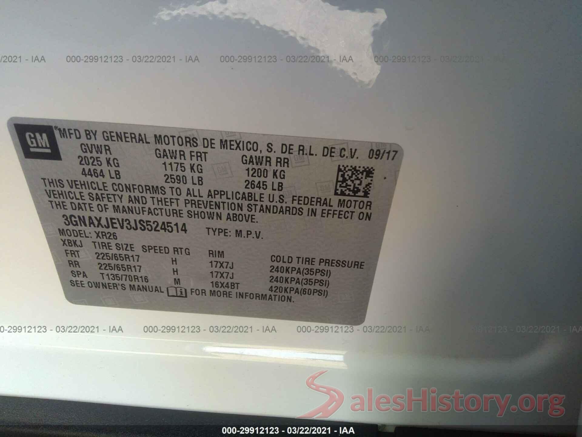 3GNAXJEV3JS524514 2018 CHEVROLET EQUINOX