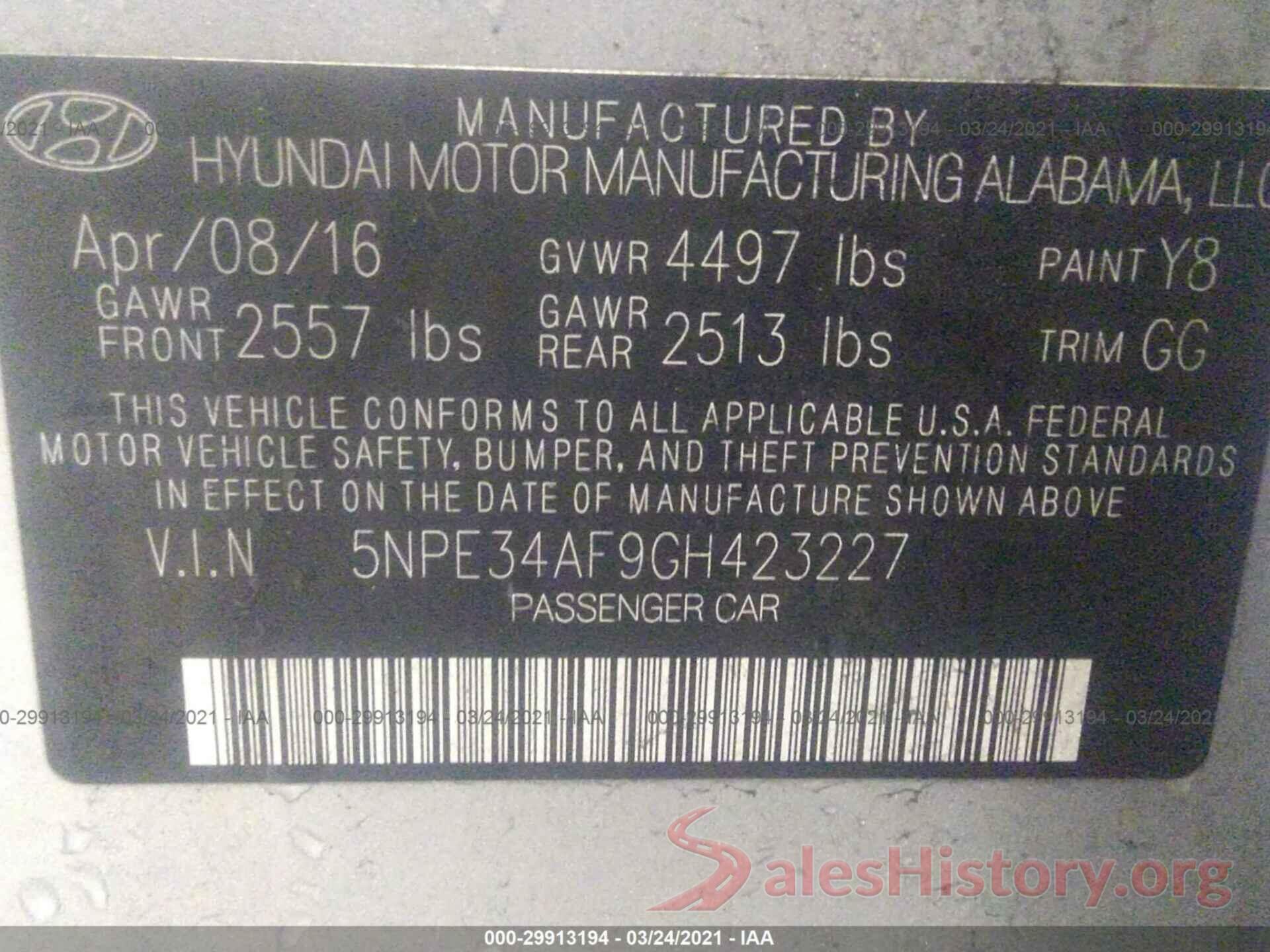 5NPE34AF9GH423227 2016 HYUNDAI SONATA