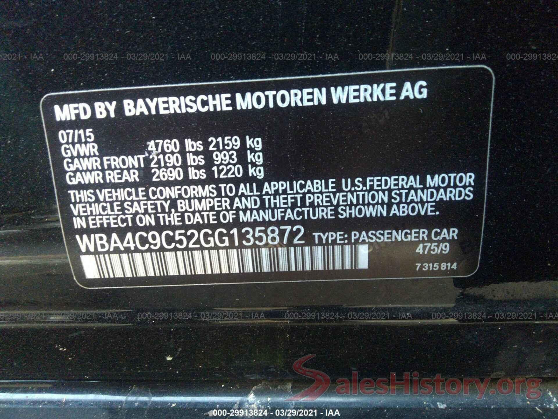 WBA4C9C52GG135872 2016 BMW 4 SERIES