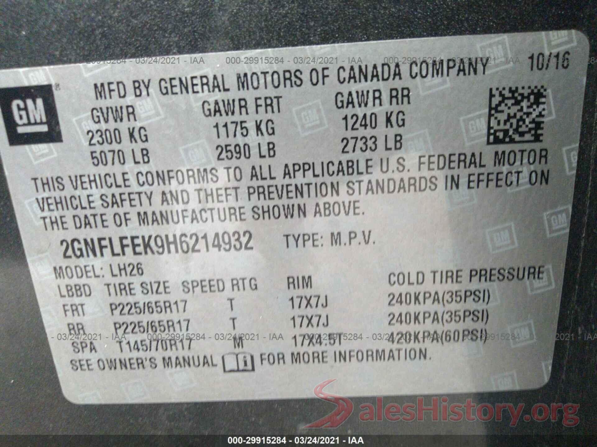 2GNFLFEK9H6214932 2017 CHEVROLET EQUINOX