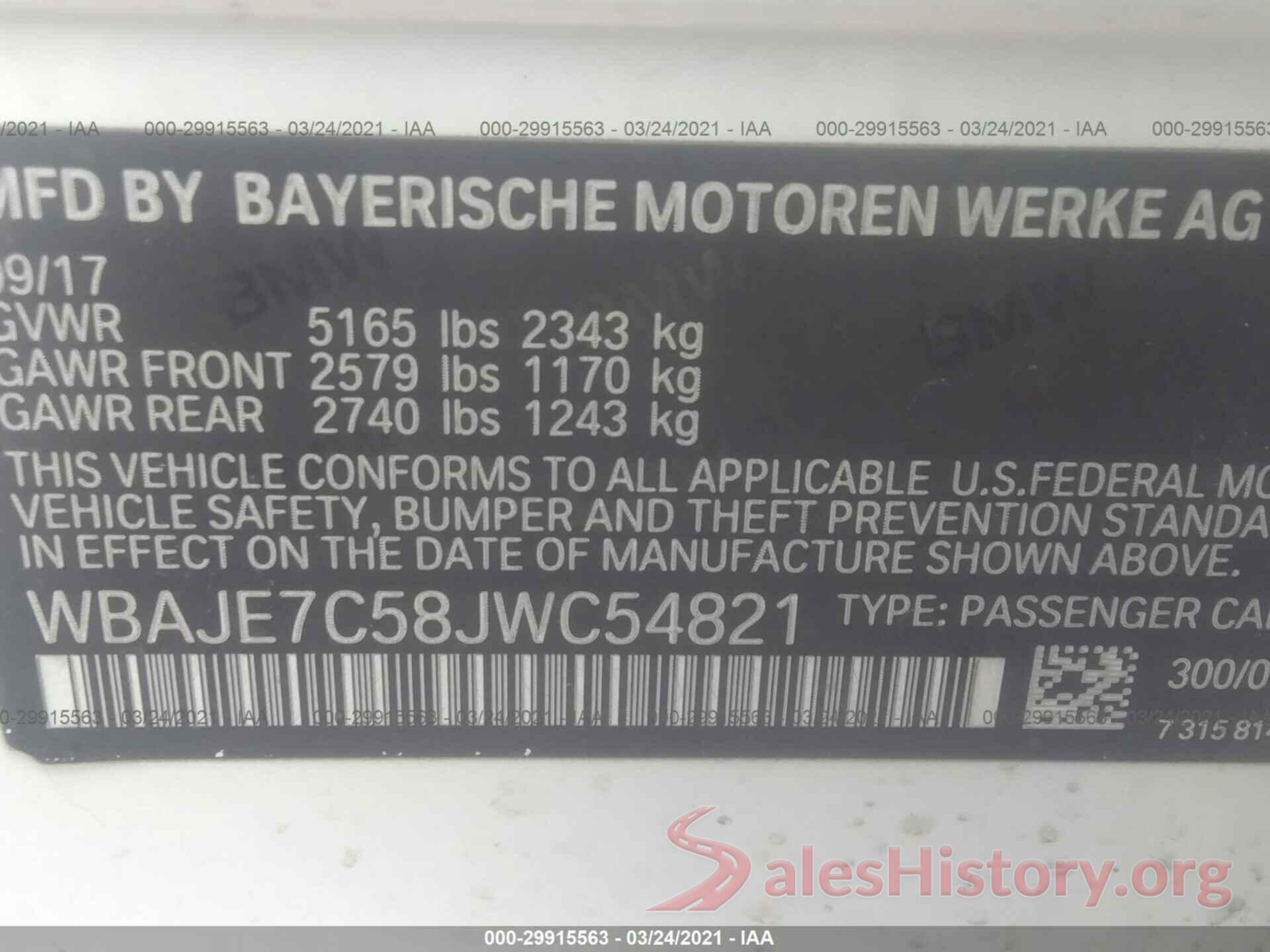 WBAJE7C58JWC54821 2018 BMW 5 SERIES