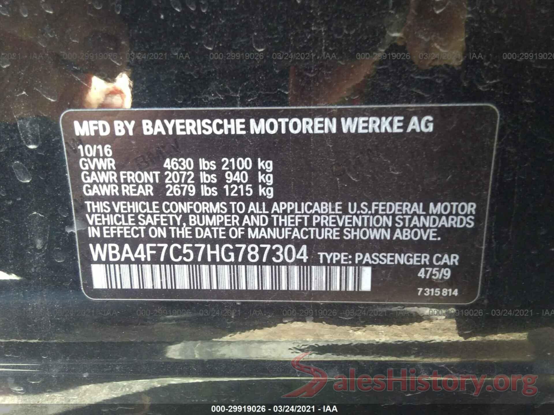 WBA4F7C57HG787304 2017 BMW 4 SERIES