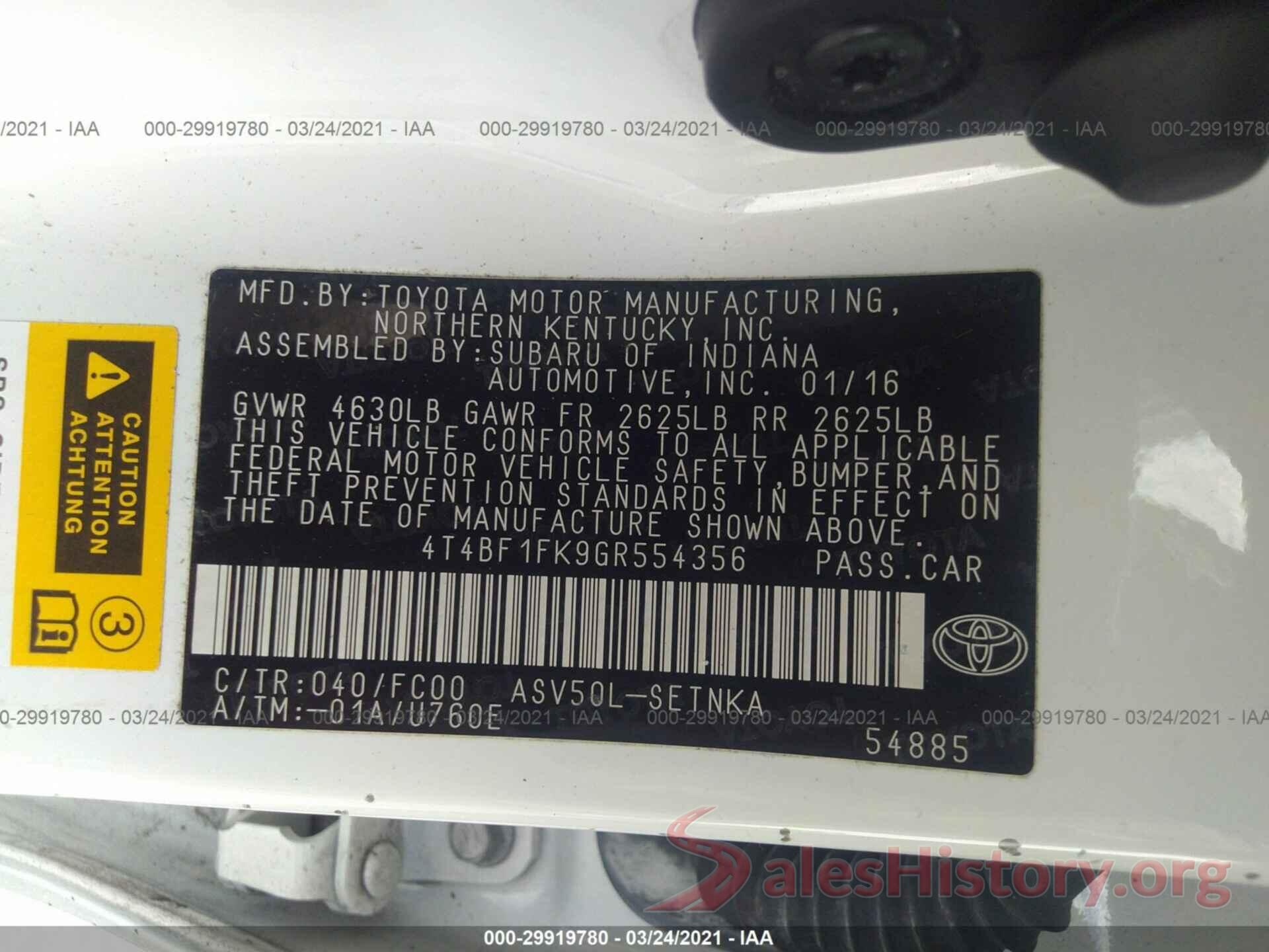 4T4BF1FK9GR554356 2016 TOYOTA CAMRY