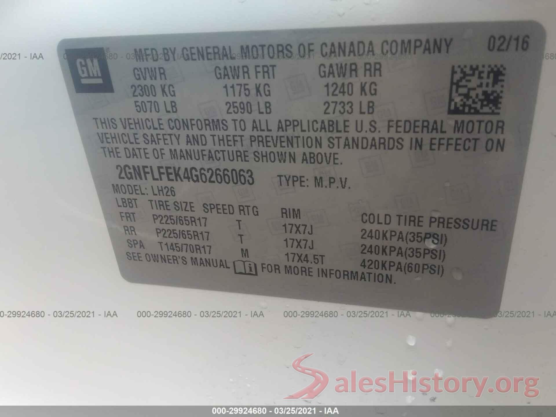 2GNFLFEK4G6266063 2016 CHEVROLET EQUINOX