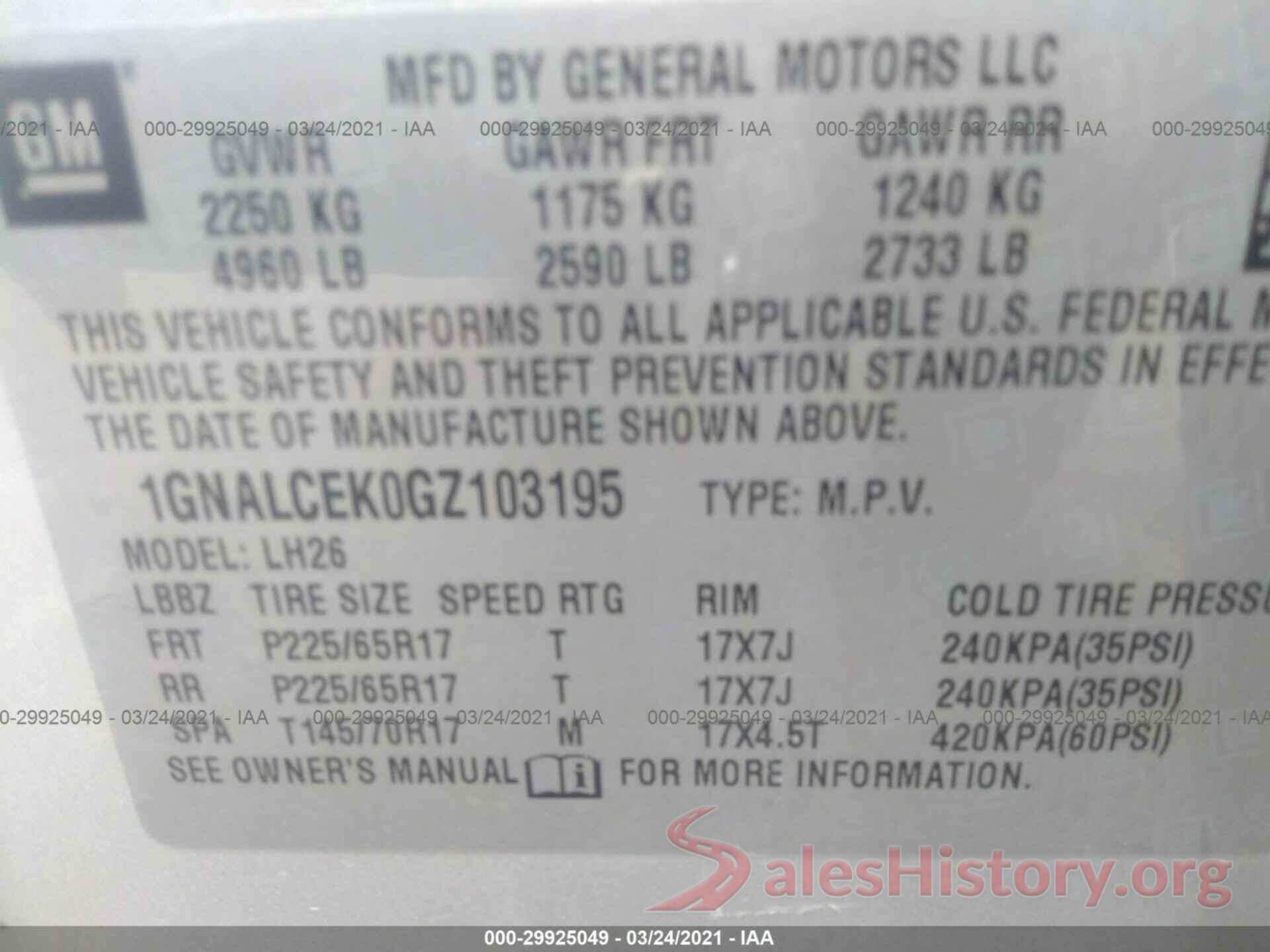 1GNALCEK0GZ103195 2016 CHEVROLET EQUINOX