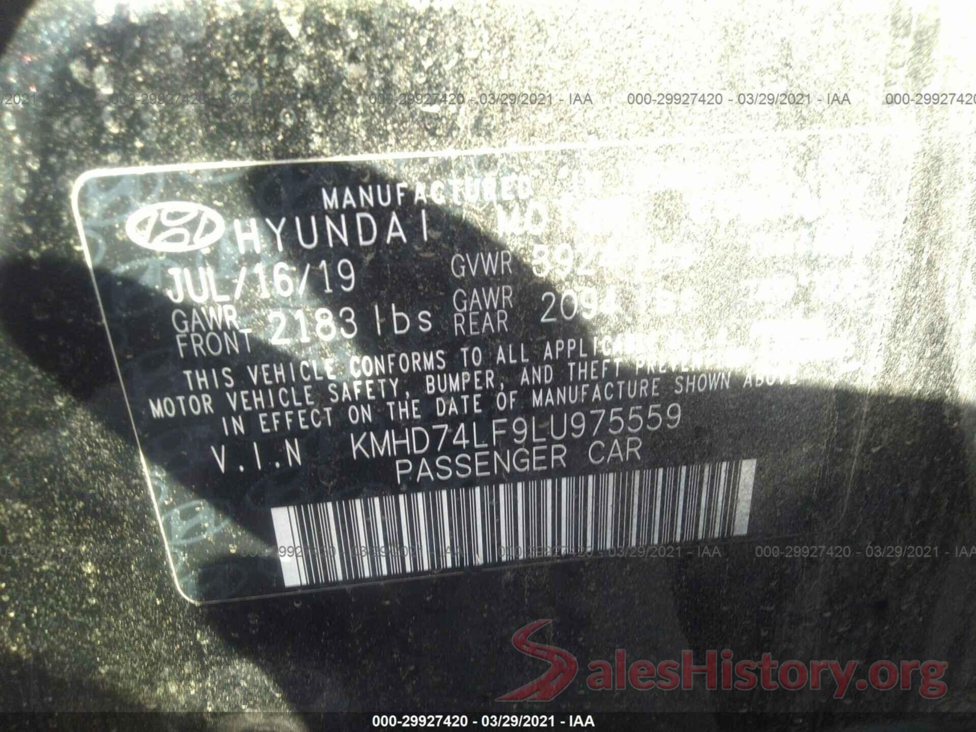 KMHD74LF9LU975559 2020 HYUNDAI ELANTRA