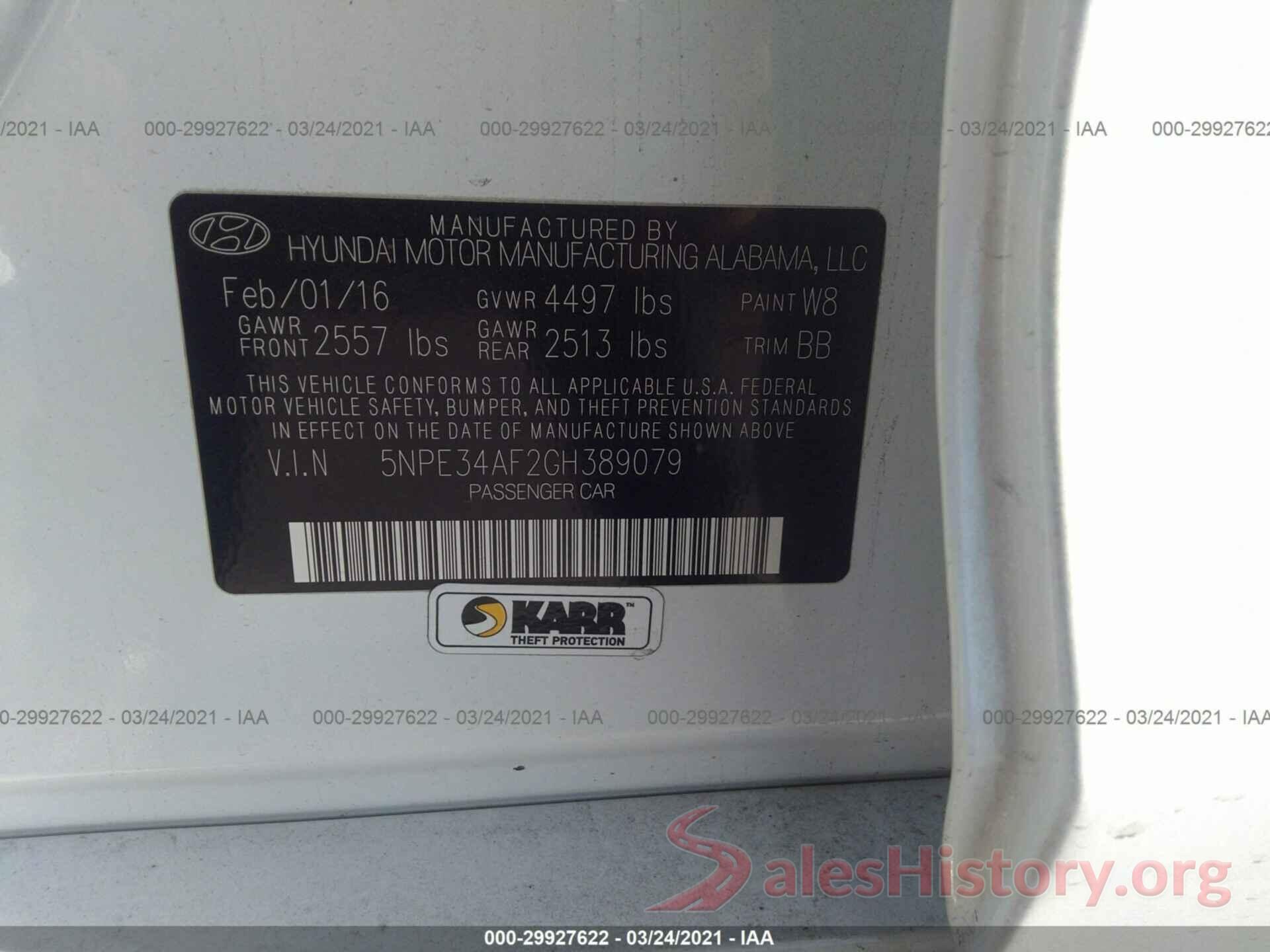 5NPE34AF2GH389079 2016 HYUNDAI SONATA