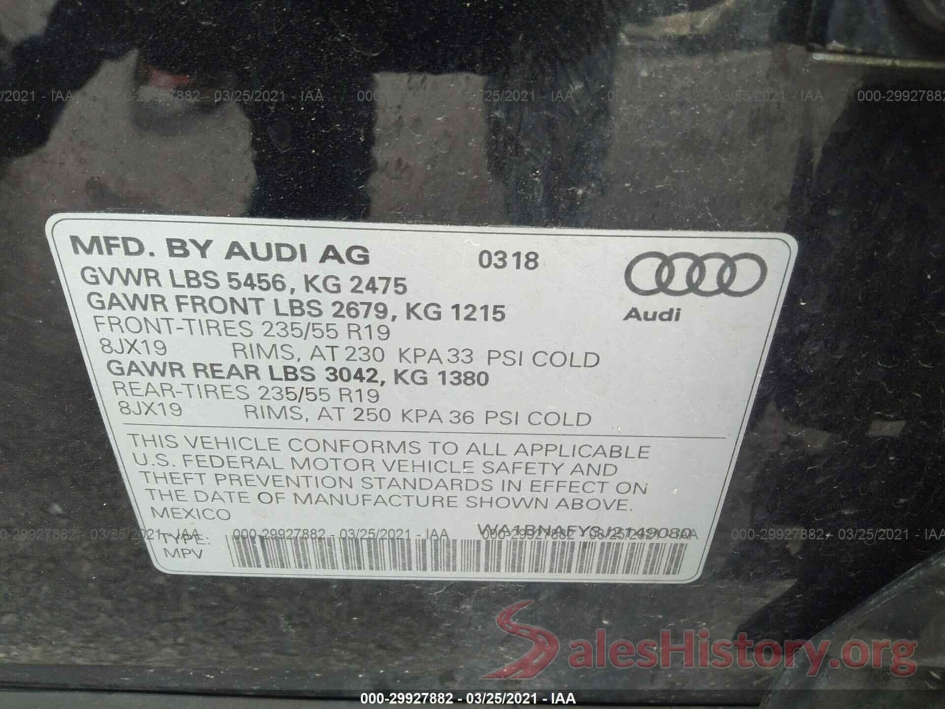 WA1BNAFY3J2149080 2018 AUDI Q5