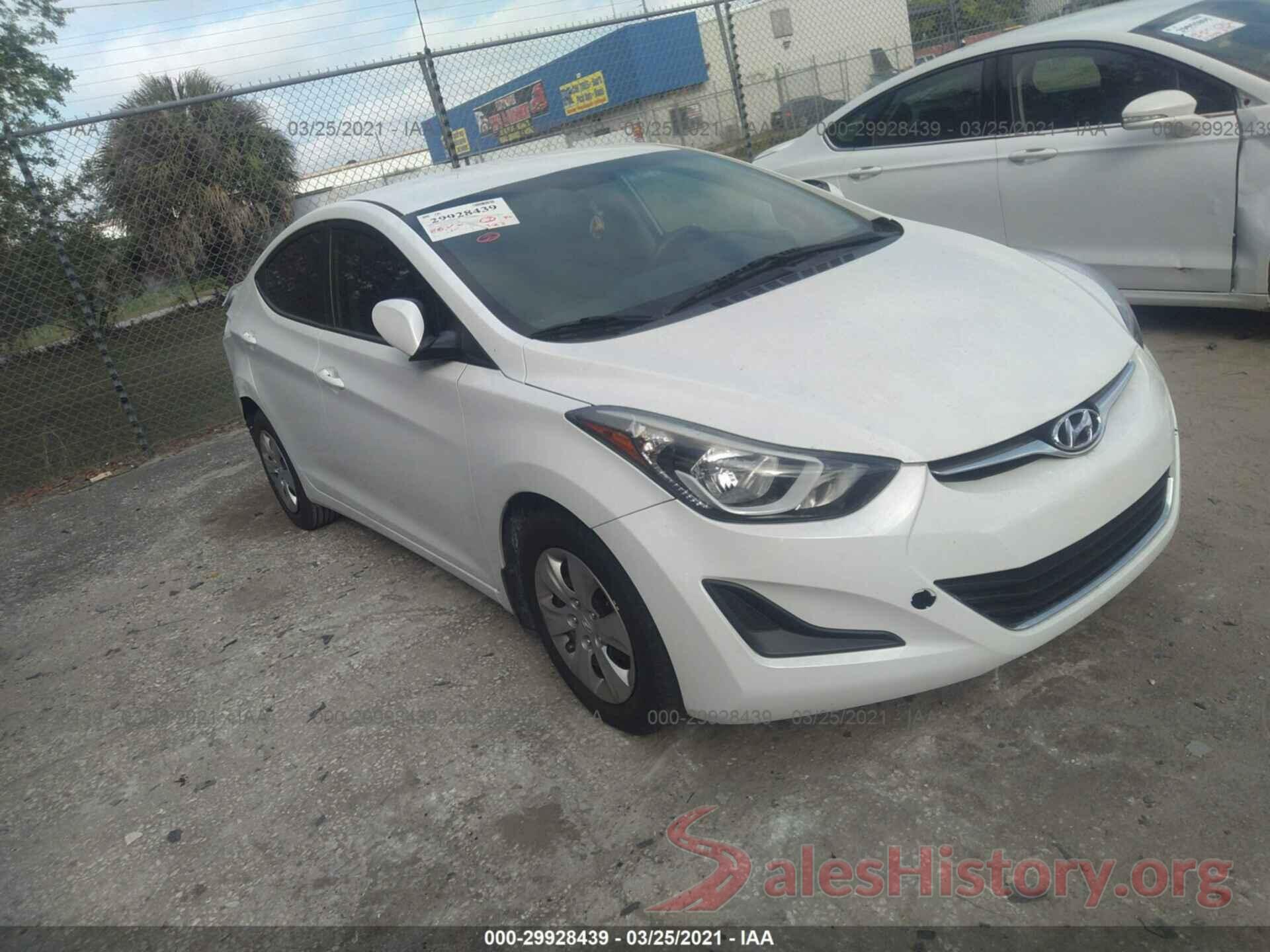 5NPDH4AE1GH780485 2016 HYUNDAI ELANTRA