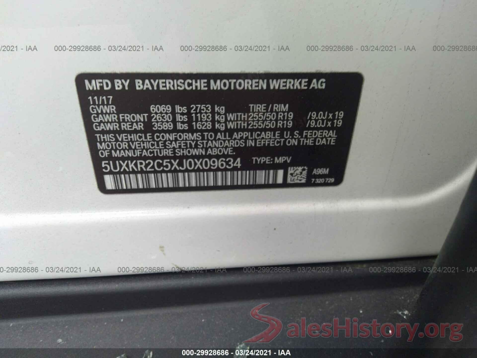 5UXKR2C5XJ0X09634 2018 BMW X5