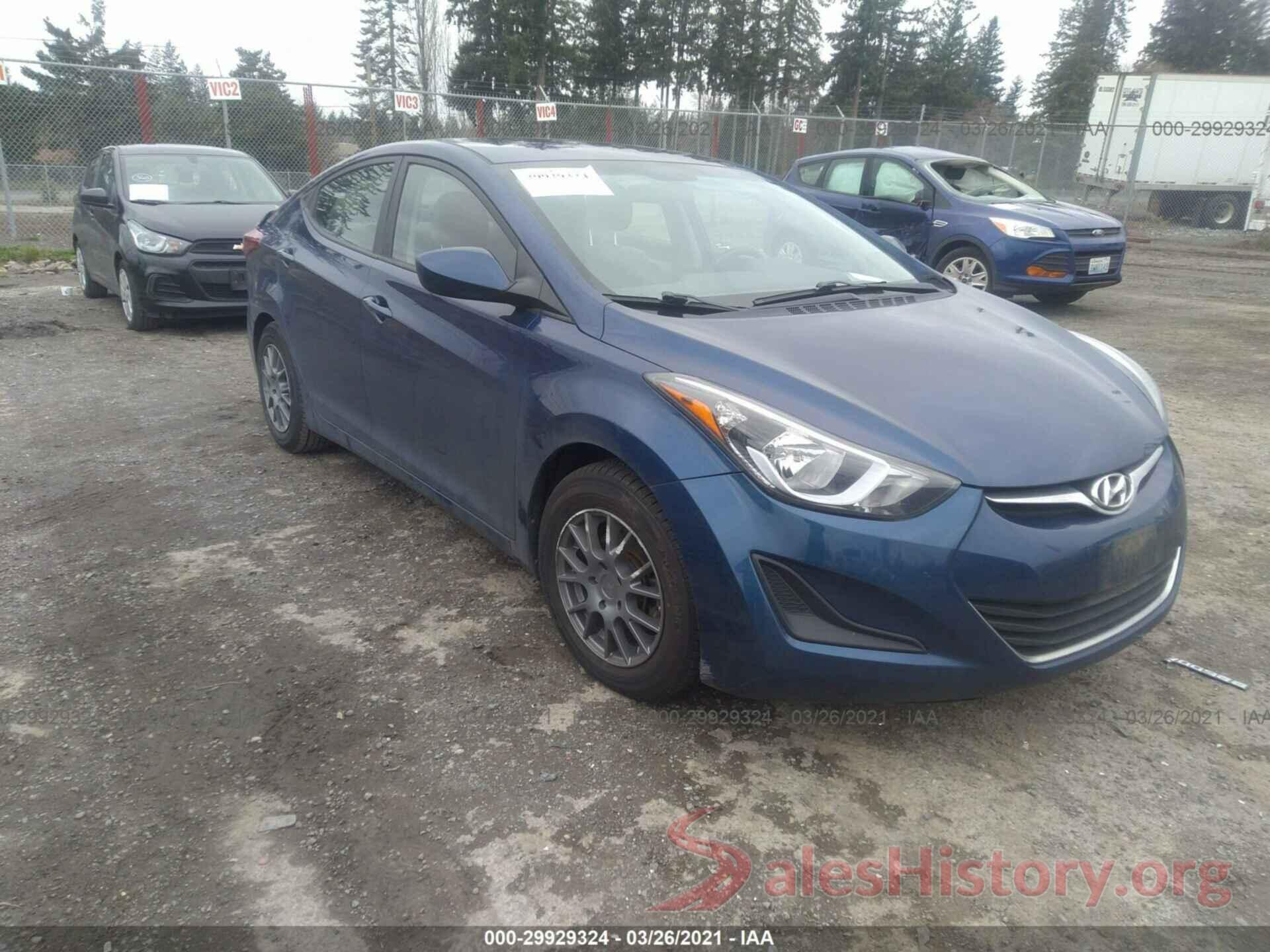 5NPDH4AE4GH694037 2016 HYUNDAI ELANTRA