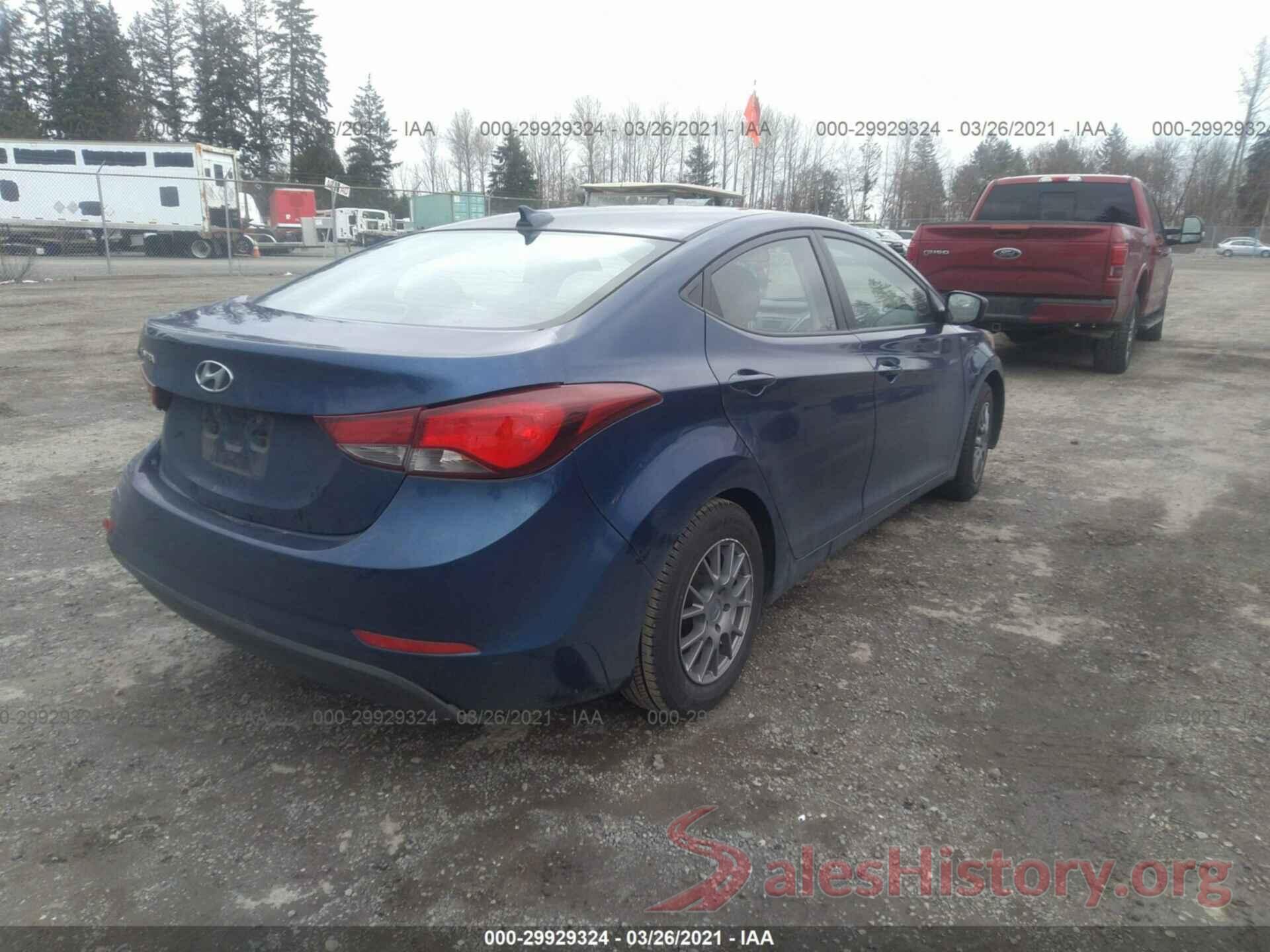 5NPDH4AE4GH694037 2016 HYUNDAI ELANTRA