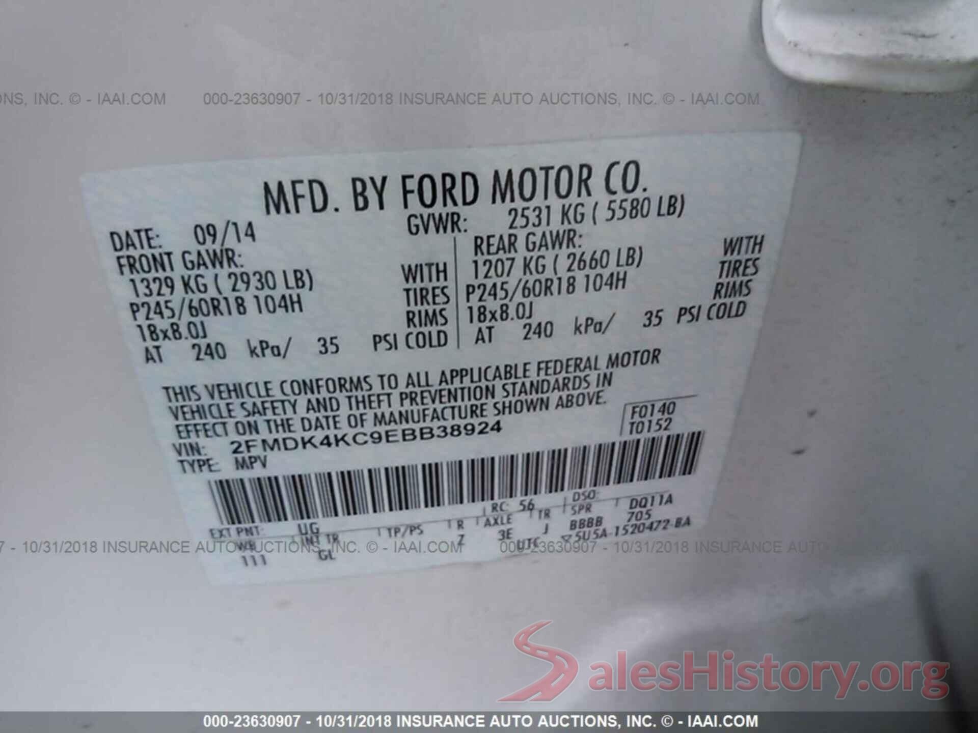 5XYPG4A39HG328419 2014 FORD EDGE