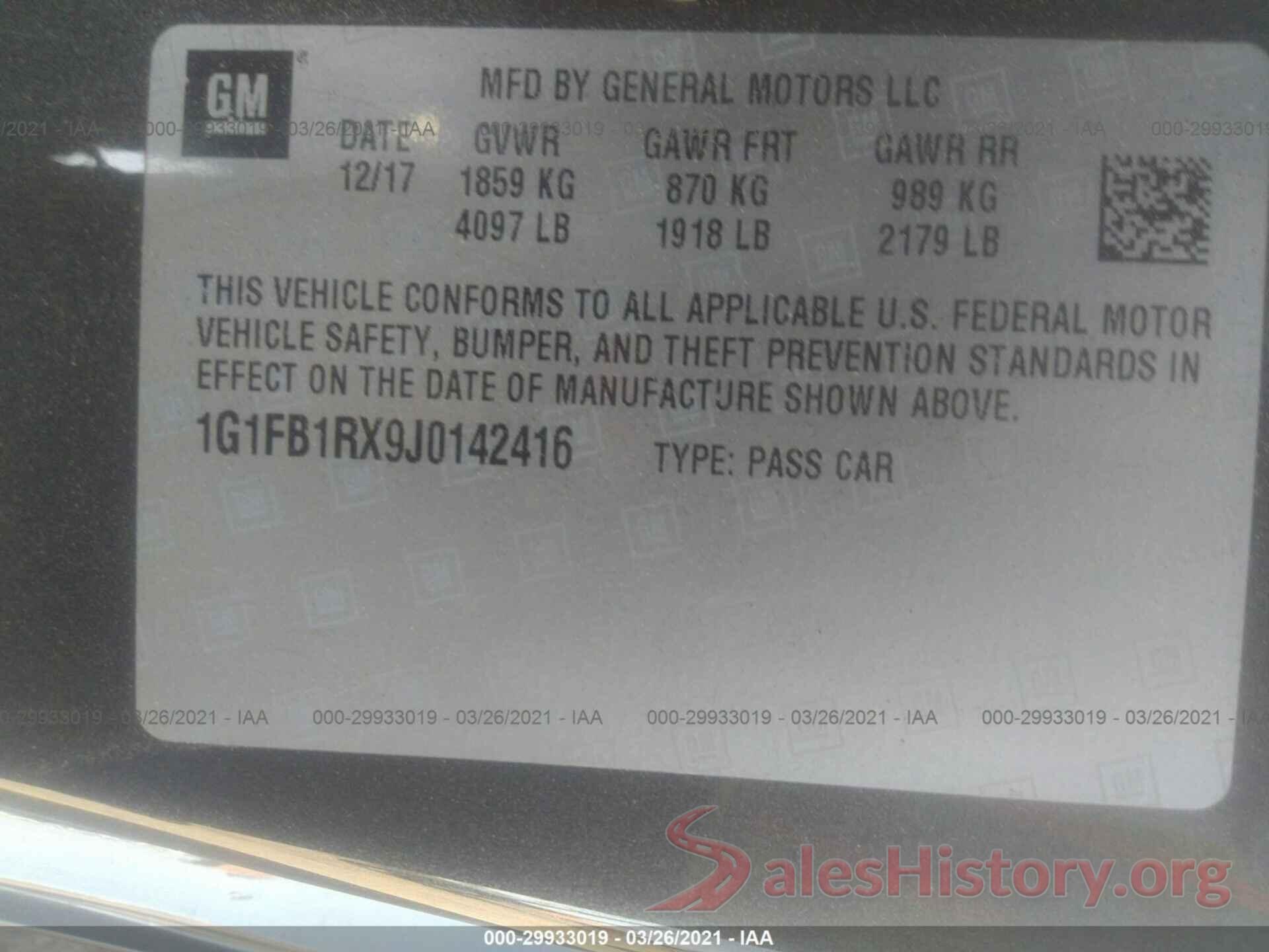 1G1FB1RX9J0142416 2018 CHEVROLET CAMARO