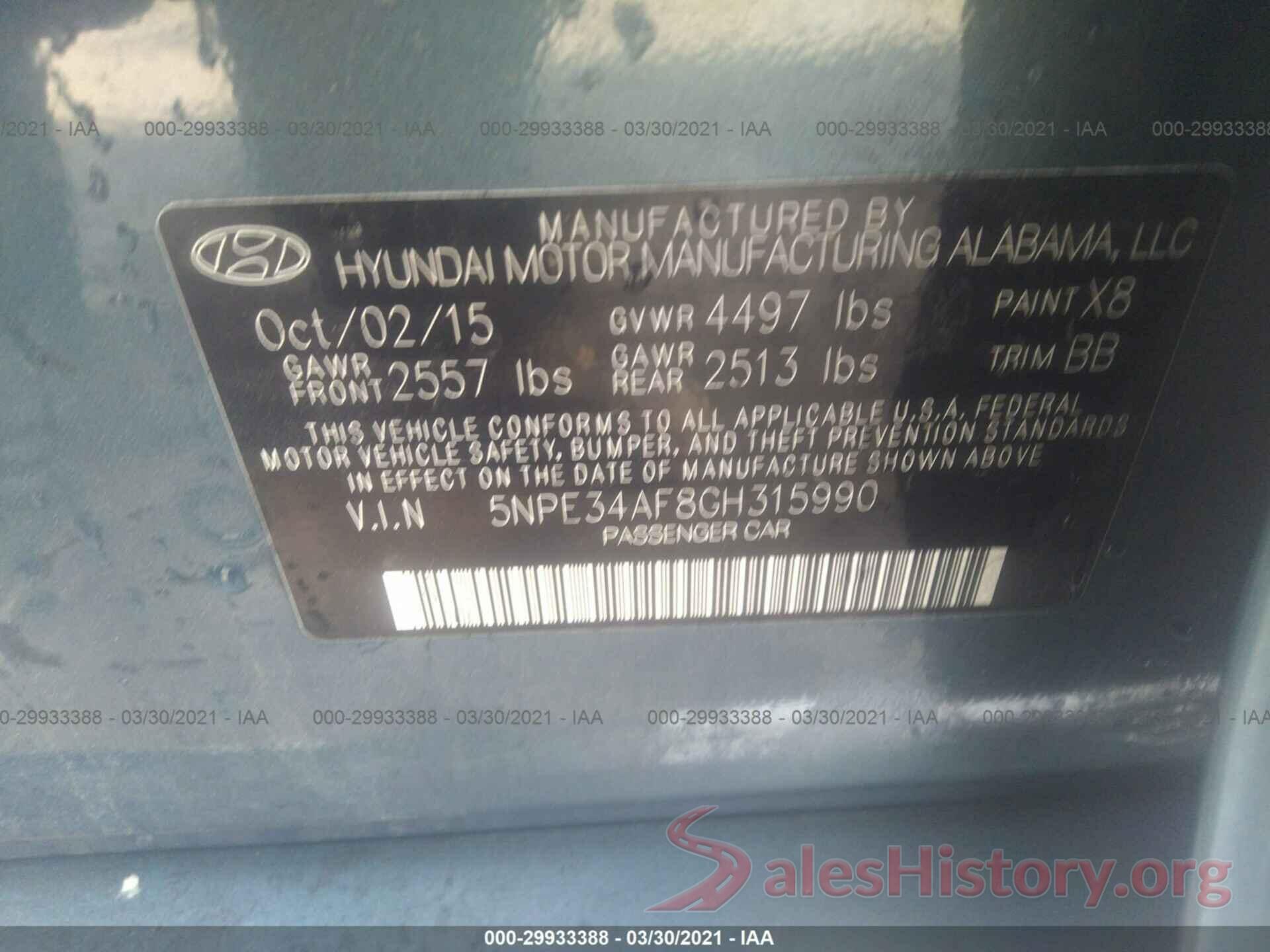 5NPE34AF8GH315990 2016 HYUNDAI SONATA