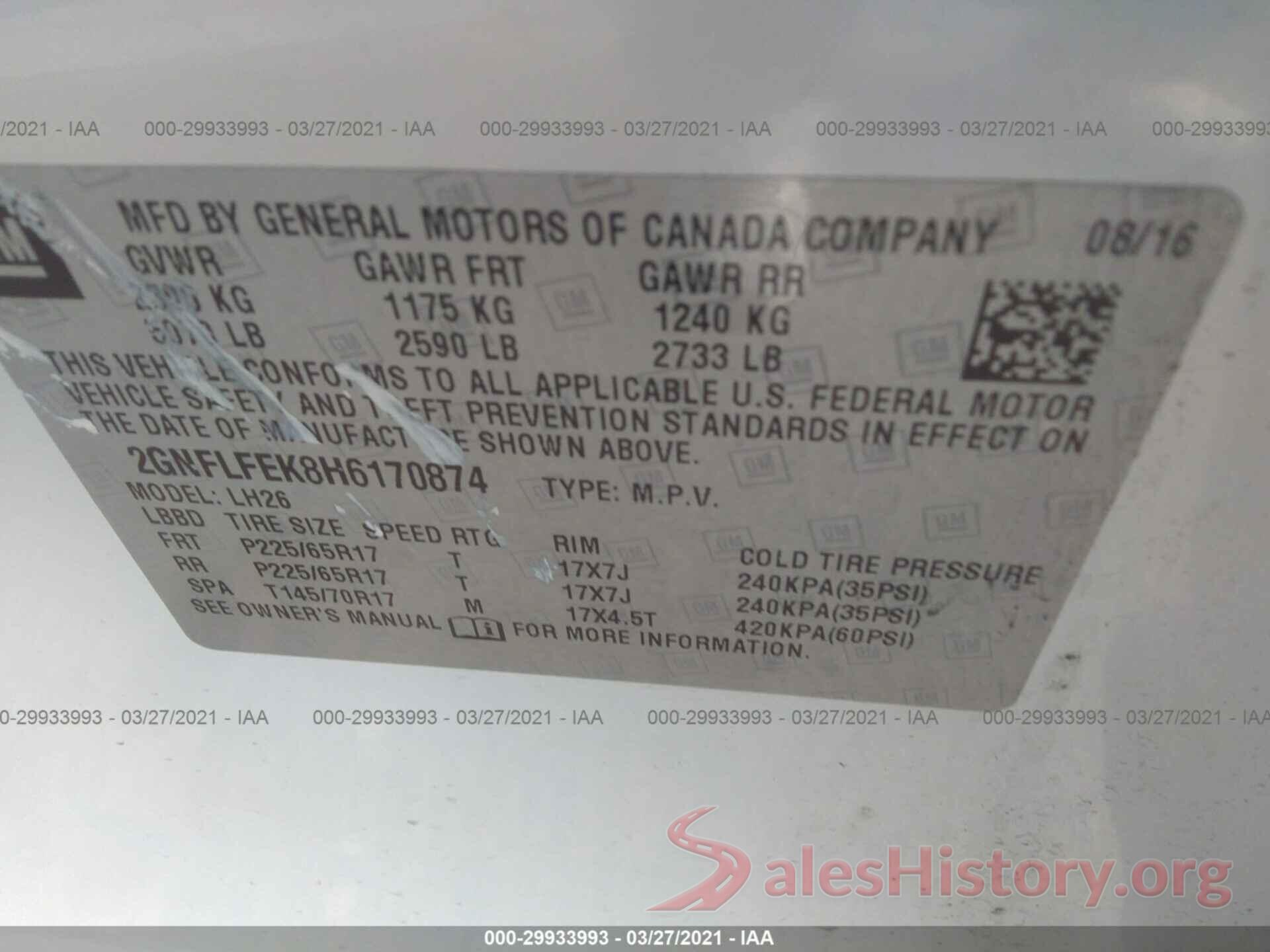 2GNFLFEK8H6170874 2017 CHEVROLET EQUINOX