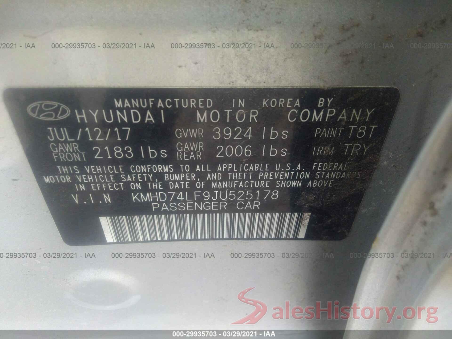 KMHD74LF9JU525178 2018 HYUNDAI ELANTRA