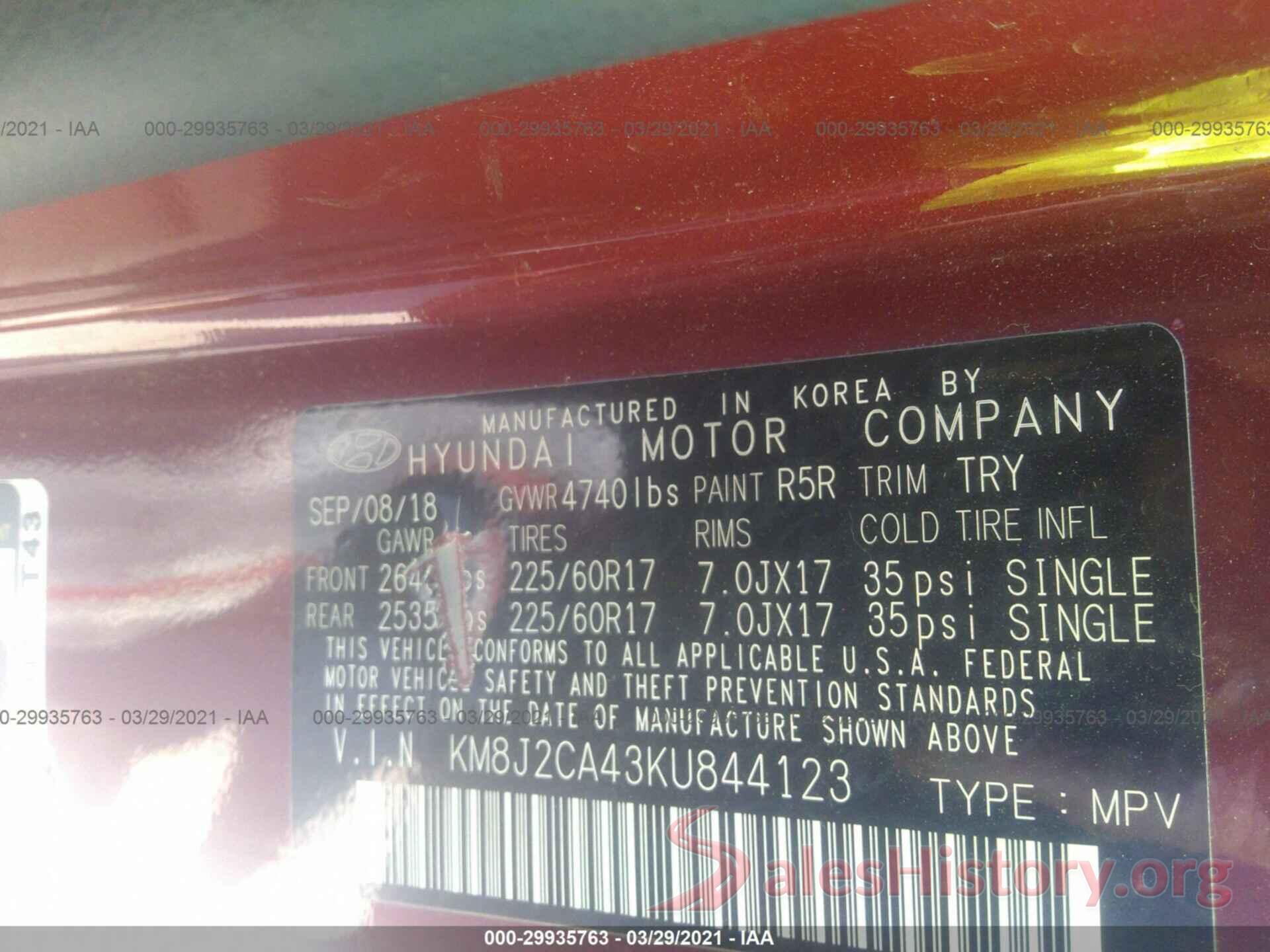 KM8J2CA43KU844123 2019 HYUNDAI TUCSON