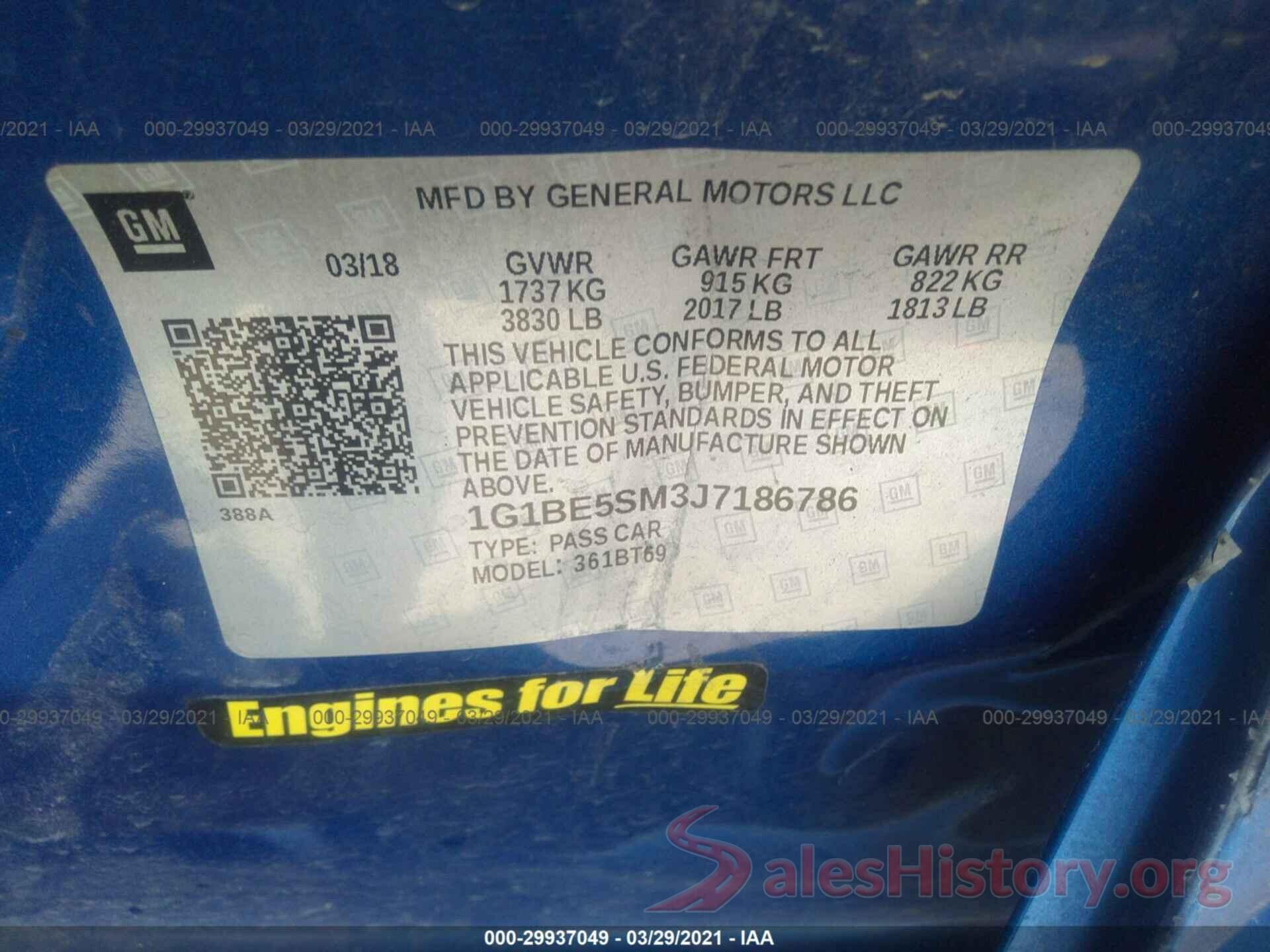 1G1BE5SM3J7186786 2018 CHEVROLET CRUZE