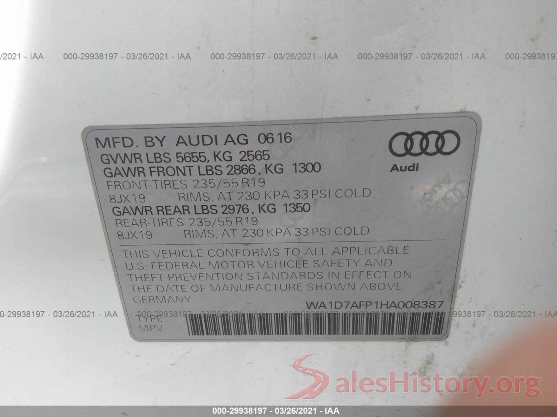 WA1D7AFP1HA008387 2017 AUDI Q5