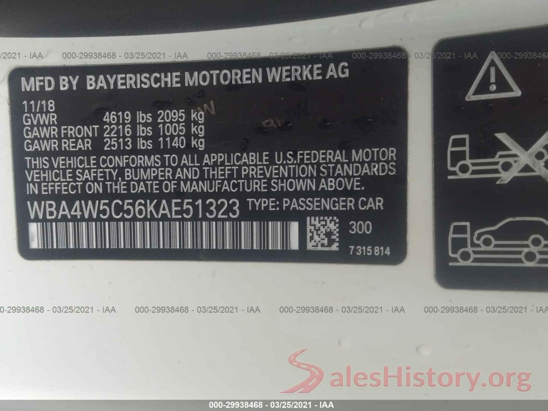 WBA4W5C56KAE51323 2019 BMW 4 SERIES