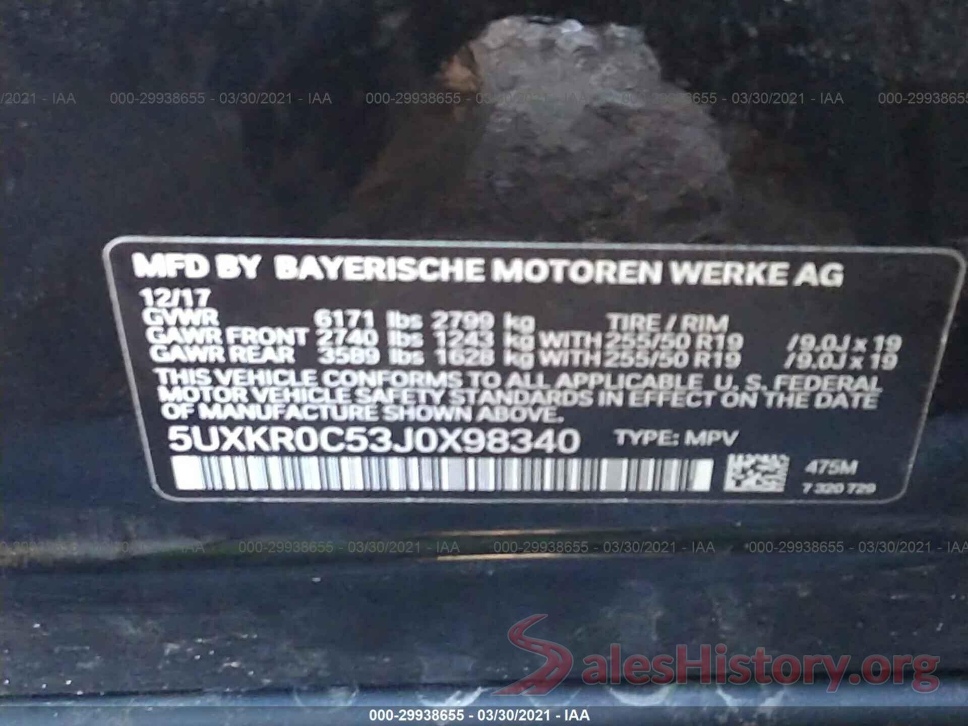 5UXKR0C53J0X98340 2018 BMW X5