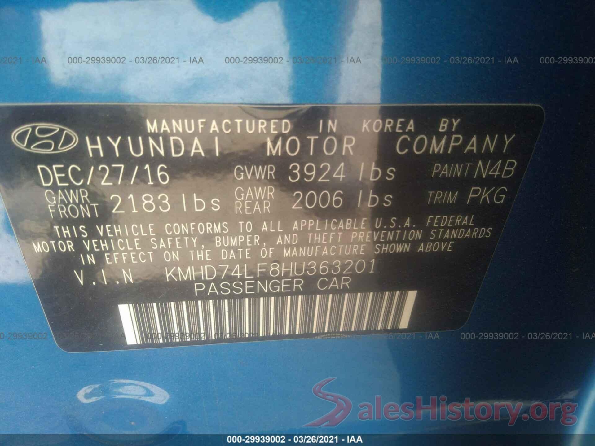 KMHD74LF8HU363201 2017 HYUNDAI ELANTRA