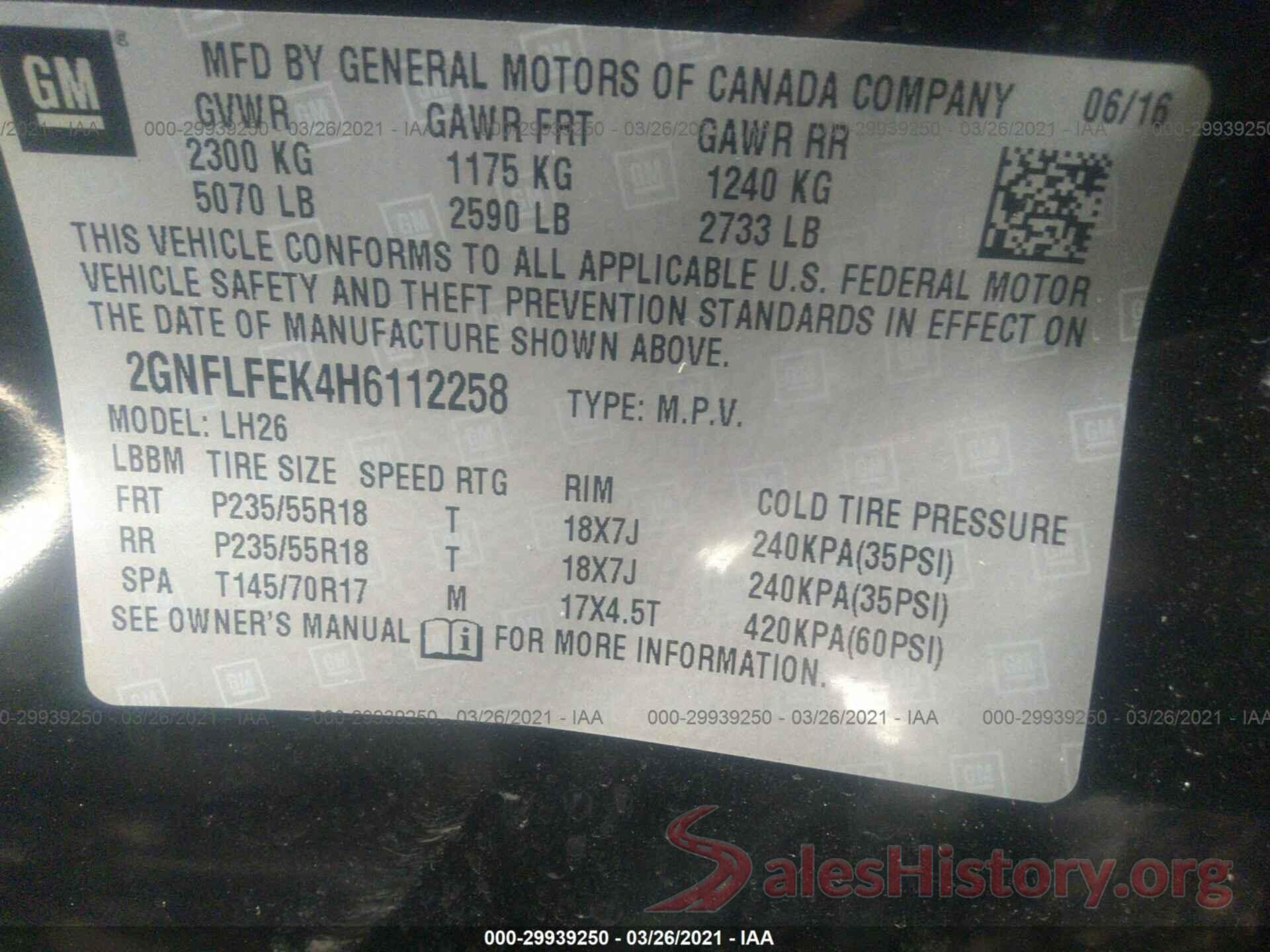 2GNFLFEK4H6112258 2017 CHEVROLET EQUINOX