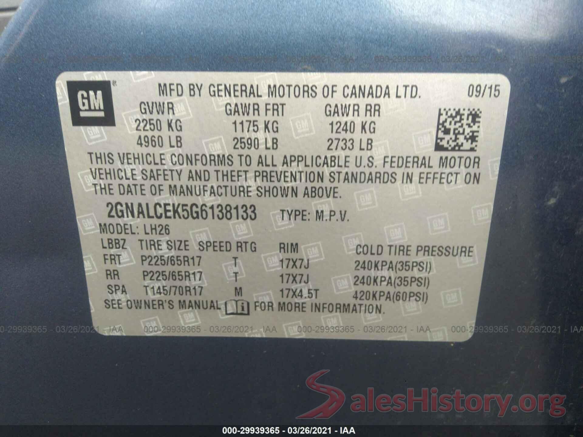 2GNALCEK5G6138133 2016 CHEVROLET EQUINOX