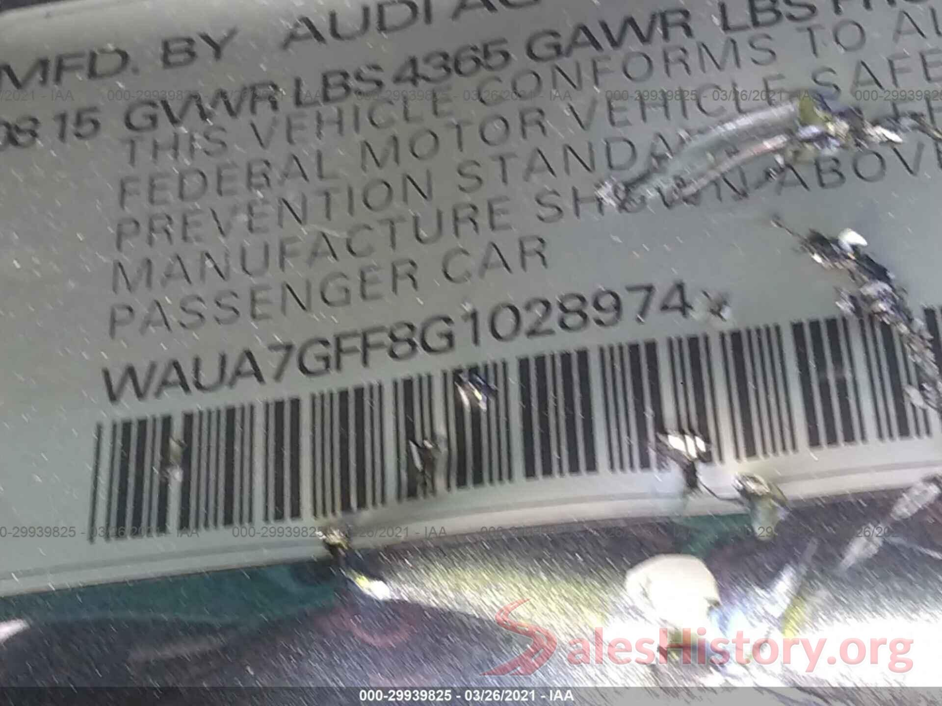 WAUA7GFF8G1028974 2016 AUDI A3