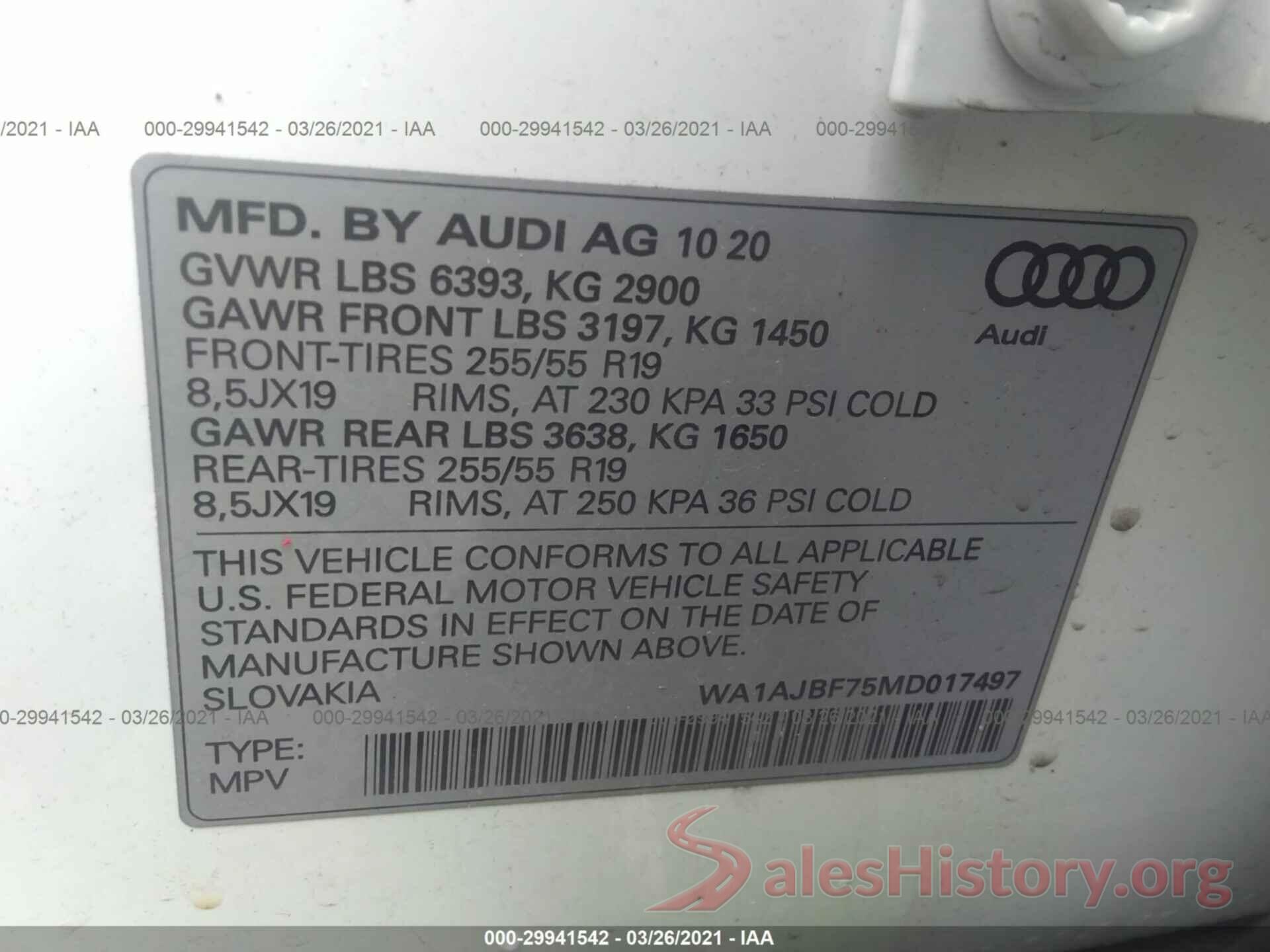 WA1AJBF75MD017497 2021 AUDI Q7