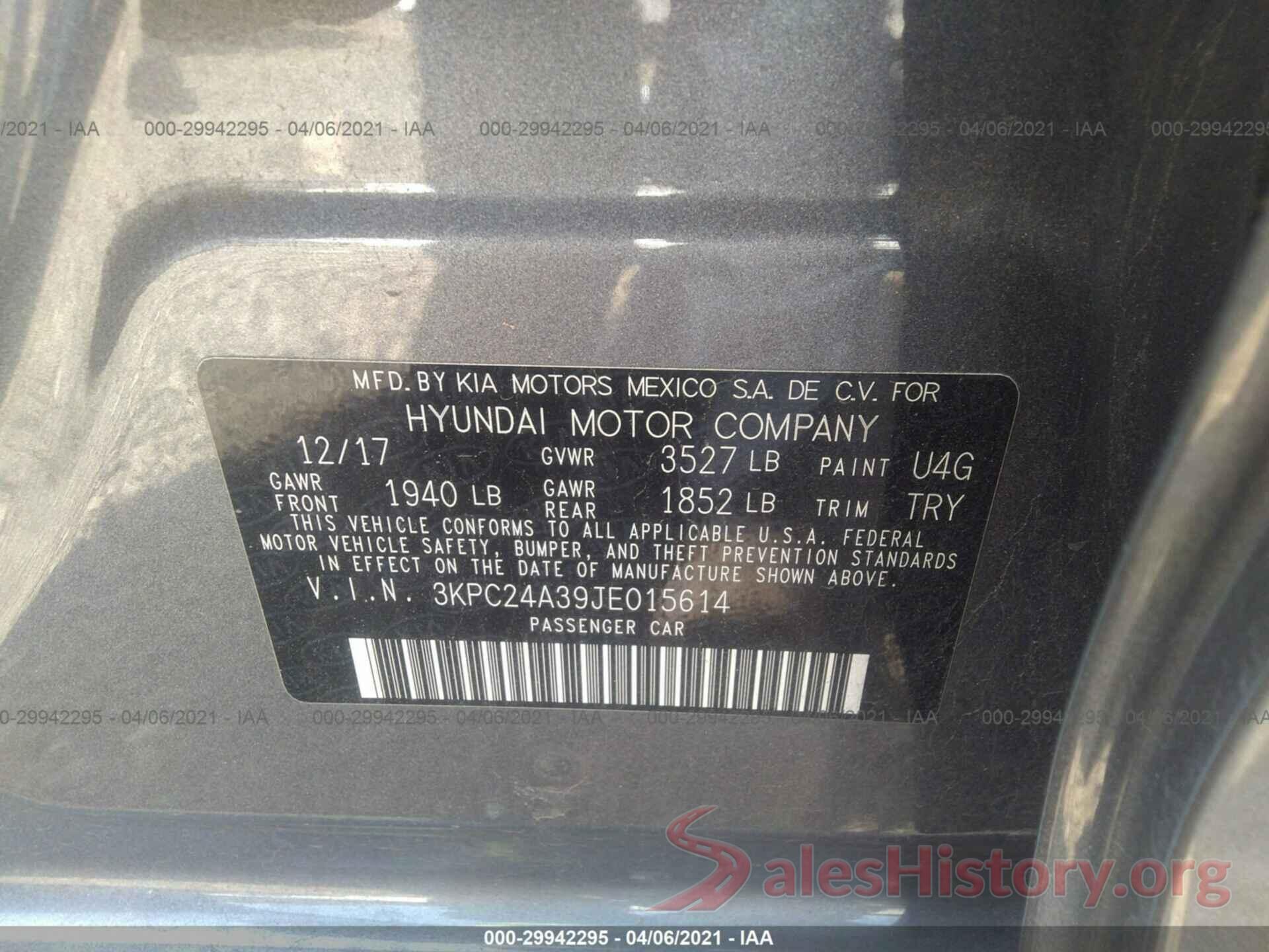 3KPC24A39JE015614 2018 HYUNDAI ACCENT