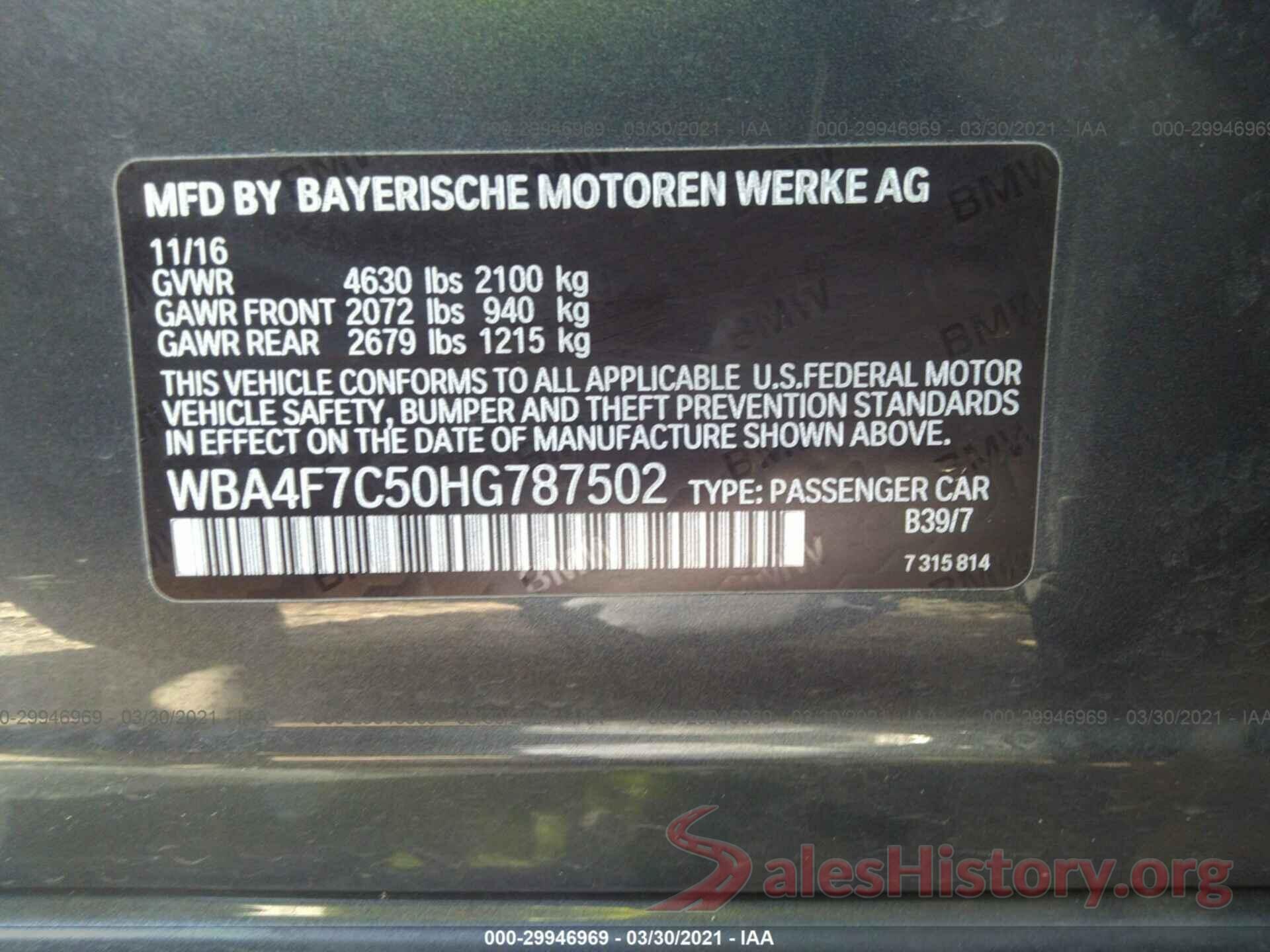 WBA4F7C50HG787502 2017 BMW 4 SERIES