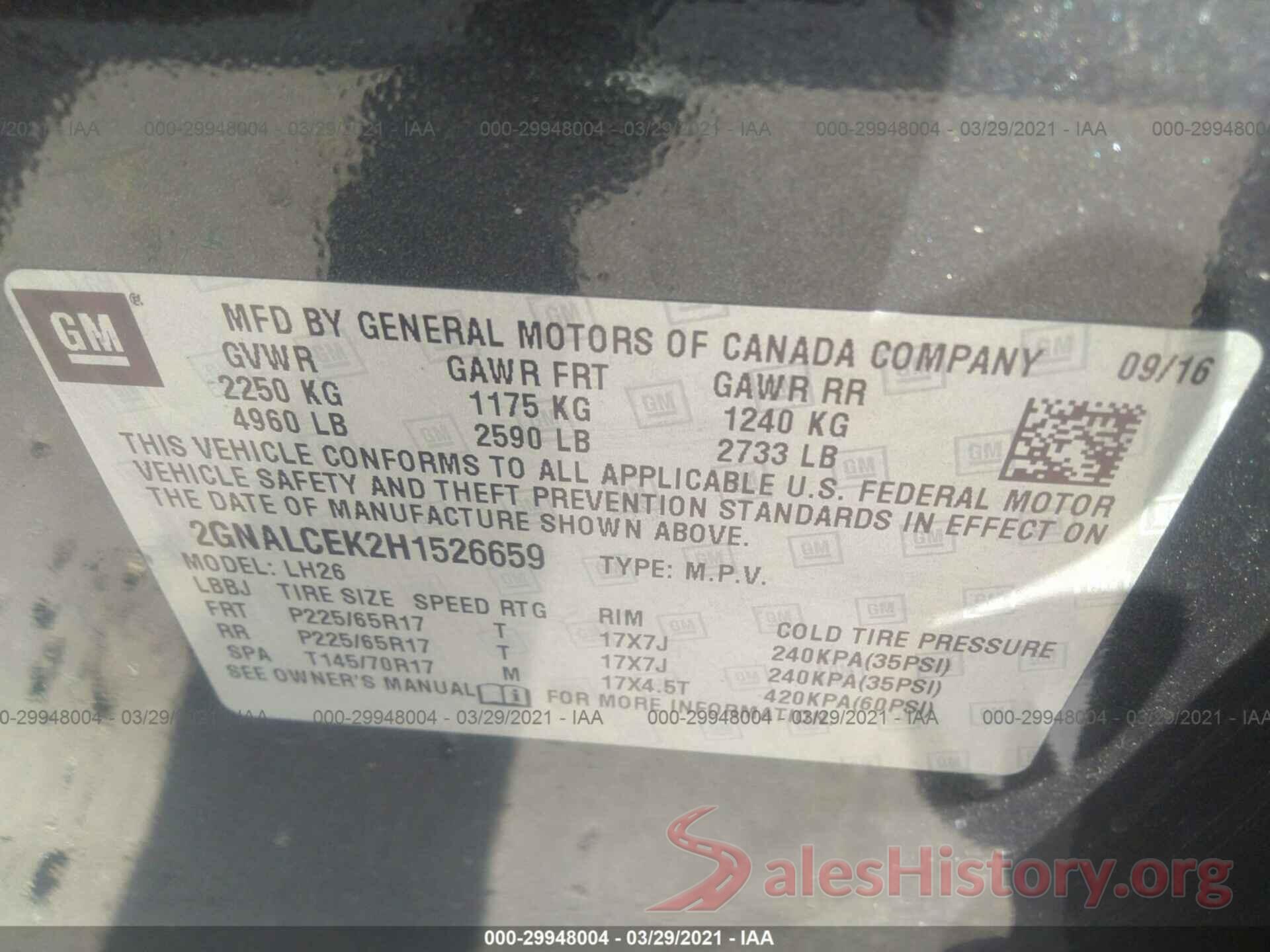 2GNALCEK2H1526659 2017 CHEVROLET EQUINOX