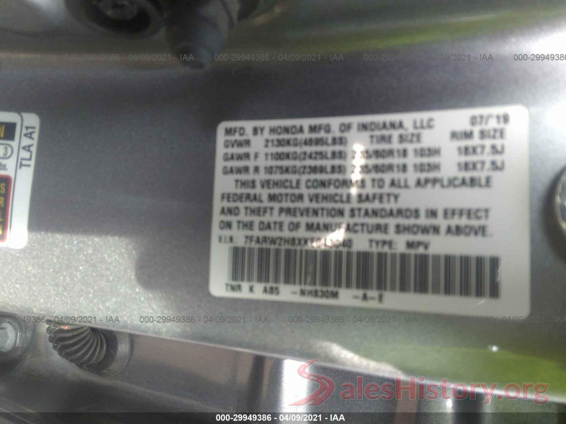 7FARW2H8XKE043040 2019 HONDA CR-V