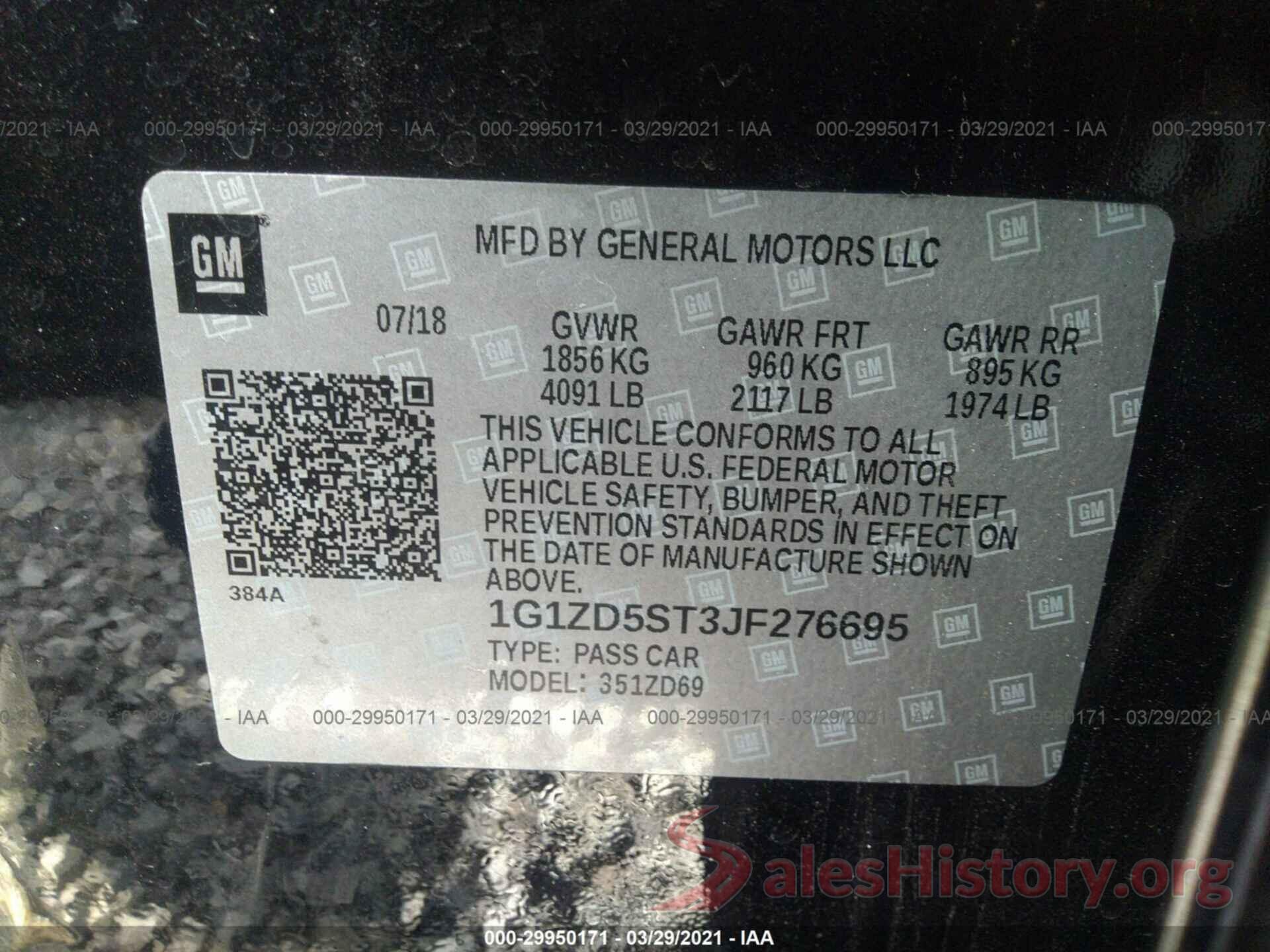 1G1ZD5ST3JF276695 2018 CHEVROLET MALIBU