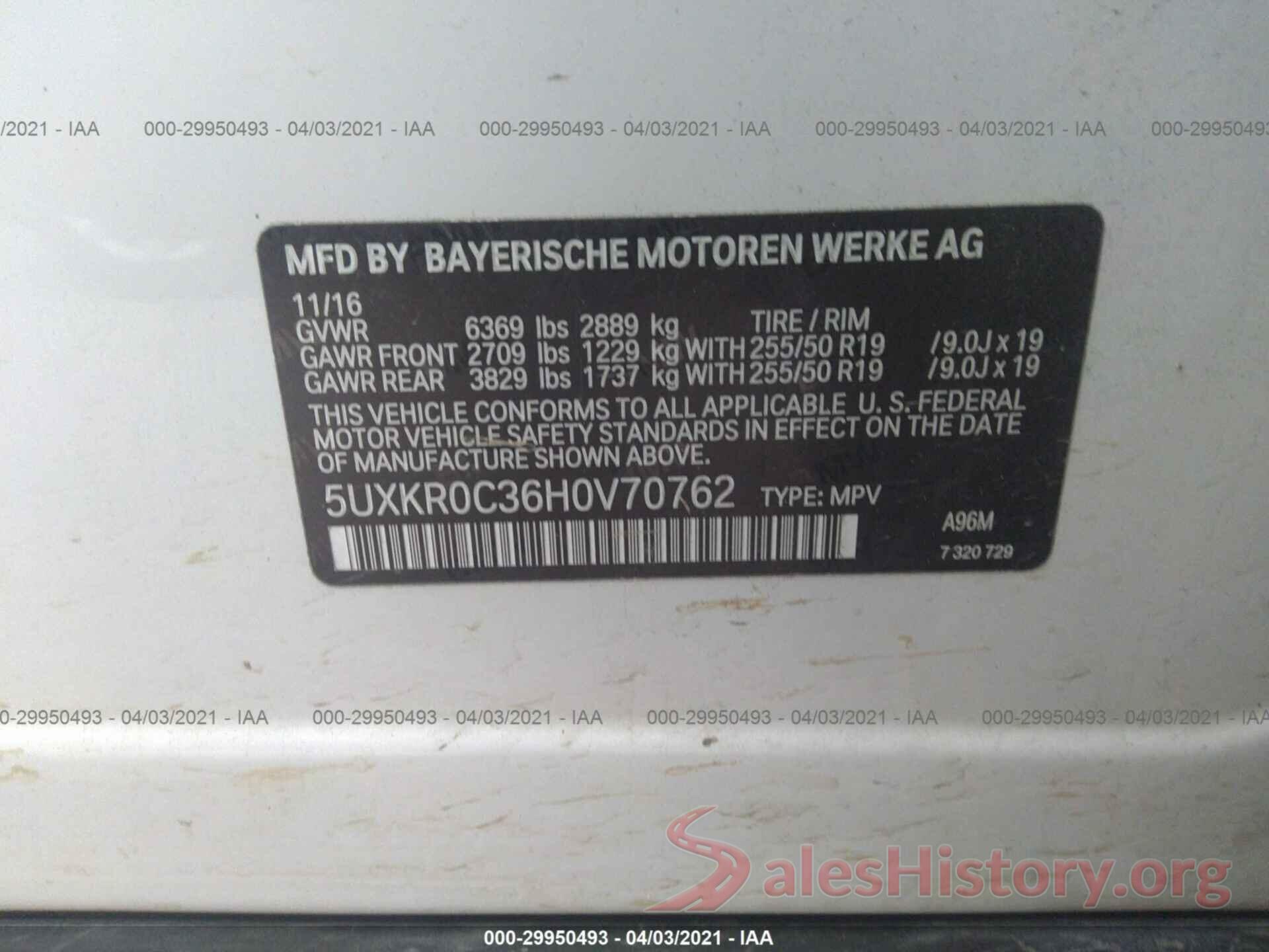 5UXKR0C36H0V70762 2017 BMW X5