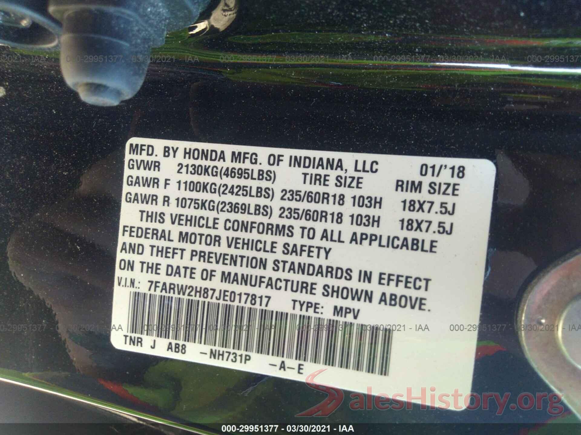 7FARW2H87JE017817 2018 HONDA CR-V