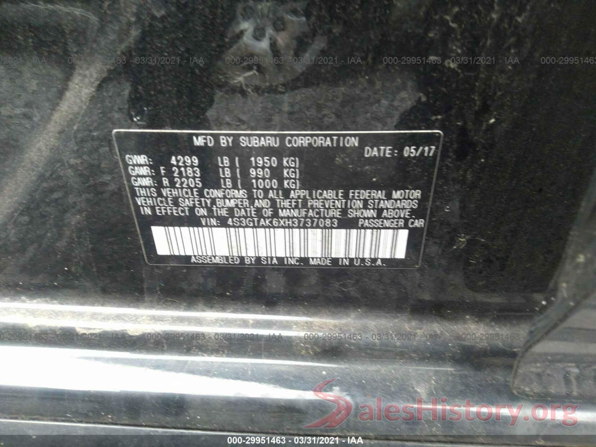 4S3GTAK6XH3737083 2017 SUBARU IMPREZA