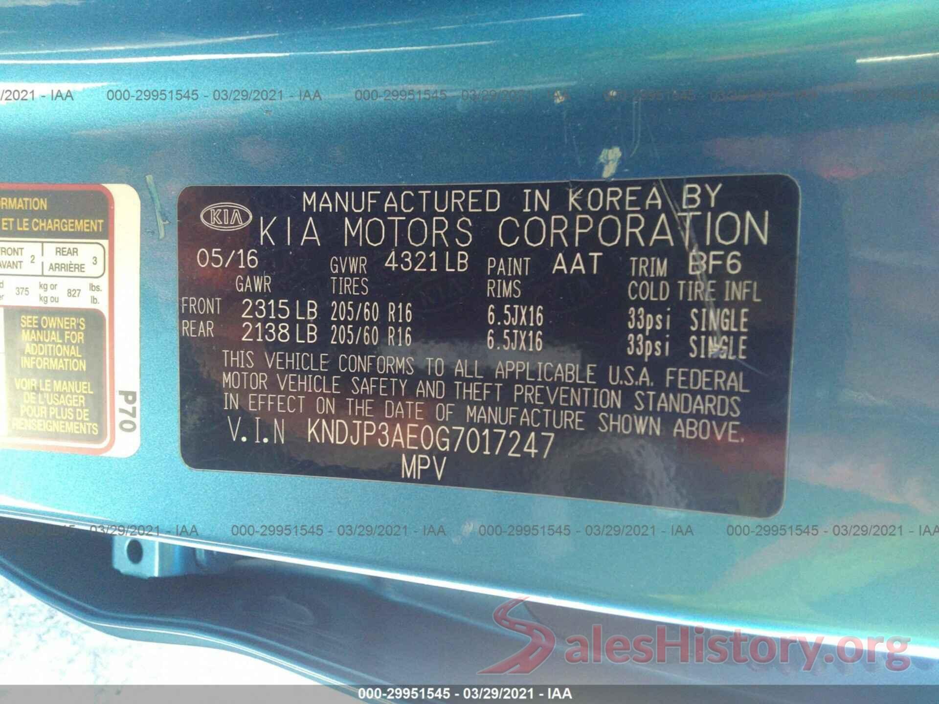 KNDJP3AE0G7017247 2016 KIA SOUL EV