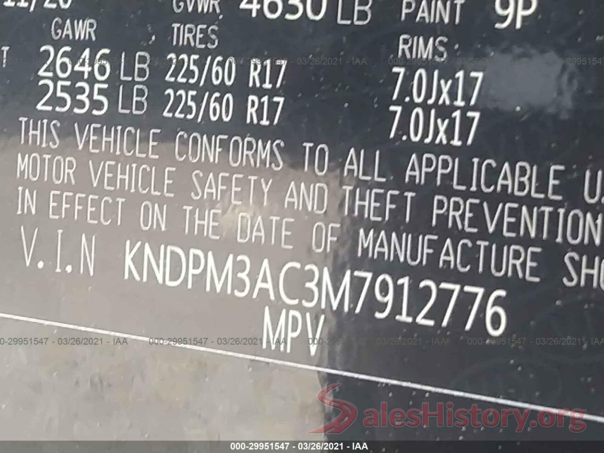 KNDPM3AC3M7912776 2021 KIA SPORTAGE