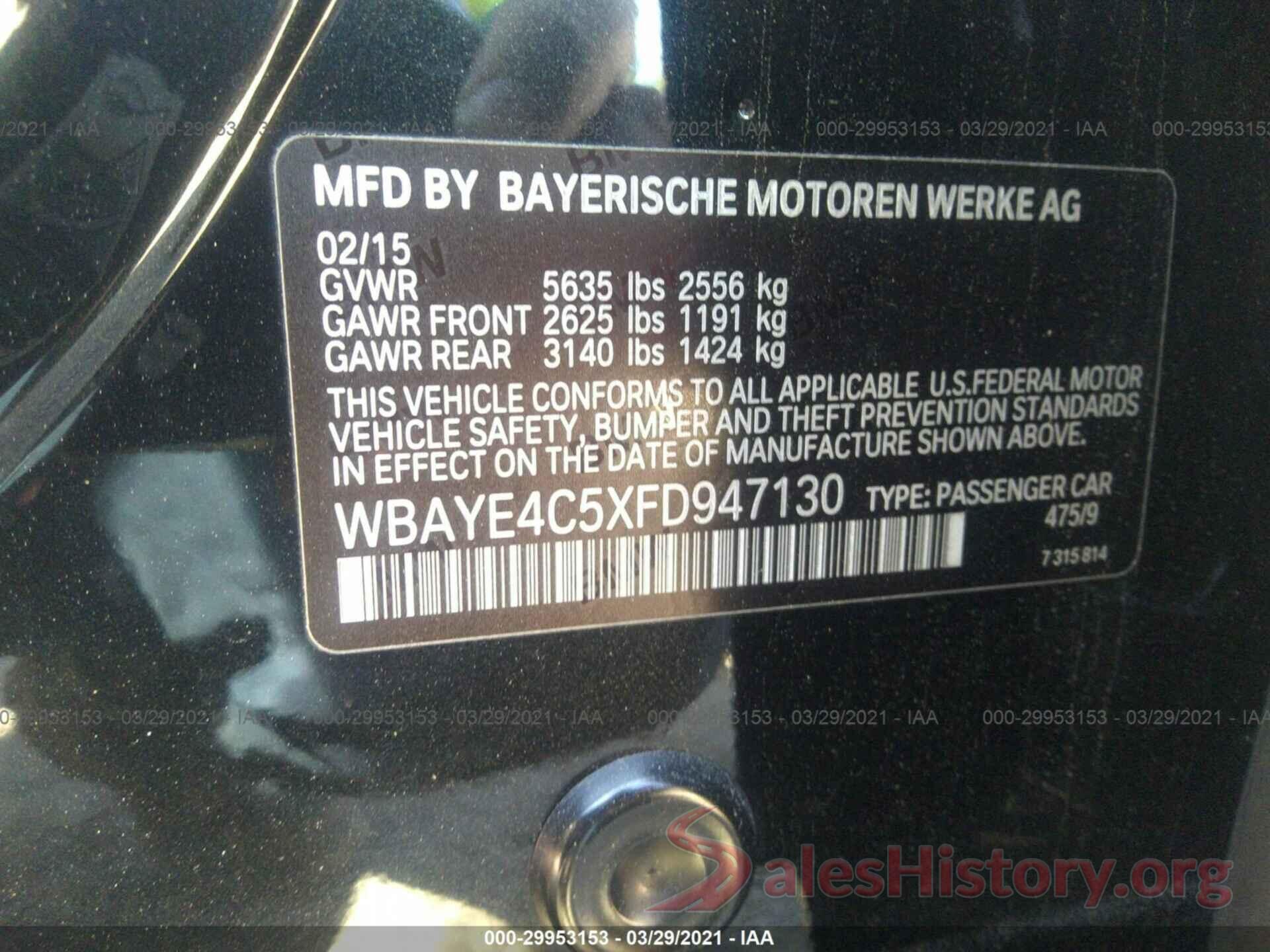 WBAYE4C5XFD947130 2015 BMW 7 SERIES