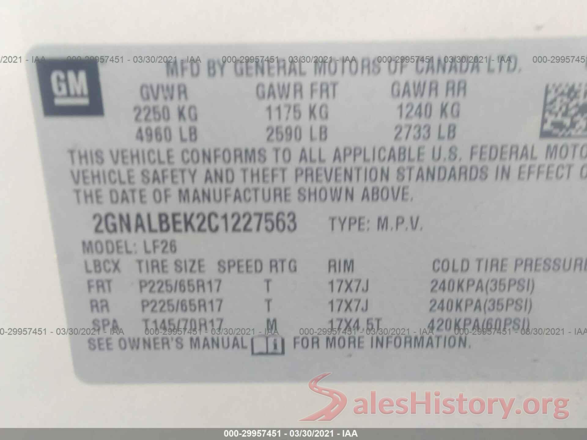 JM1GL1V54H1126559 2012 CHEVROLET EQUINOX