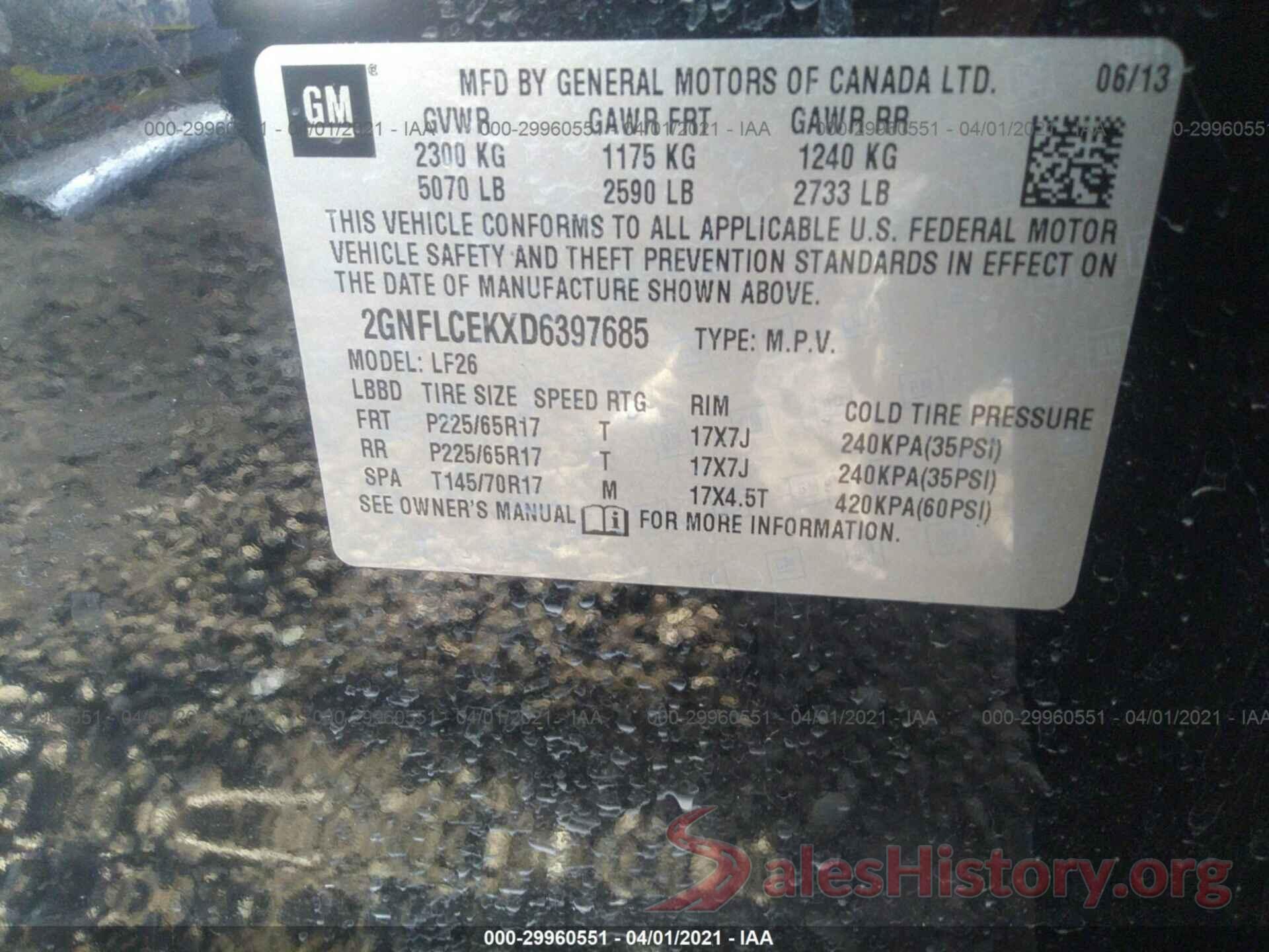 2C3CDXAT4KH514133 2013 CHEVROLET EQUINOX