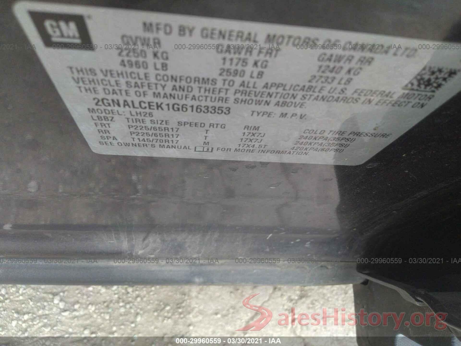 2GNALCEK1G6163353 2016 CHEVROLET EQUINOX