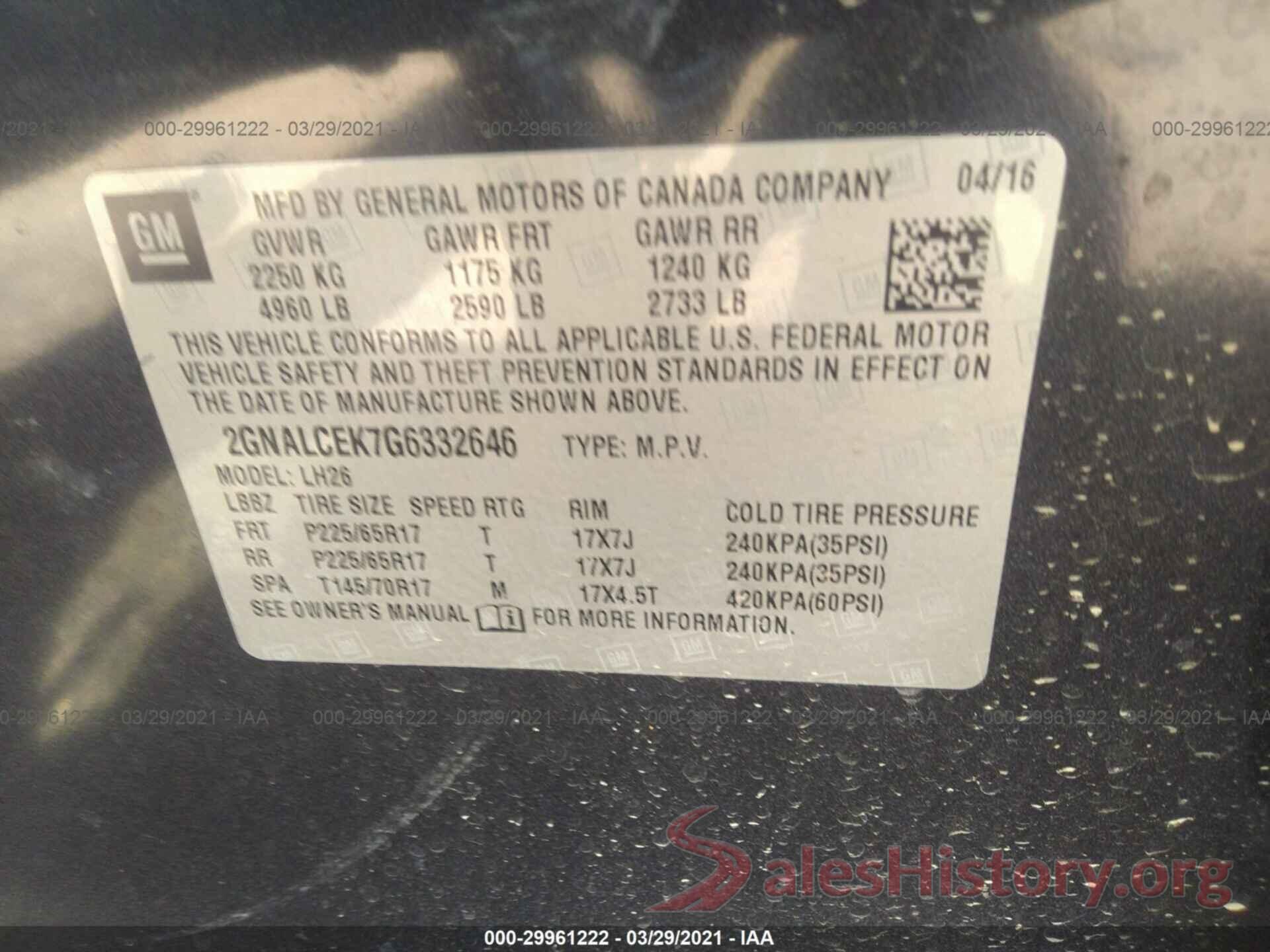 2GNALCEK7G6332646 2016 CHEVROLET EQUINOX